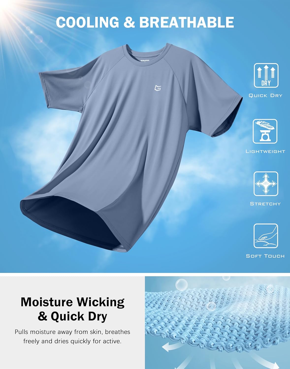 G Gradual Men's Athletic Workout T-Shirts Moisture Wicking Cooling Running Shirts Short Sleeve Performance Tee for Gym Tennis - Image 5