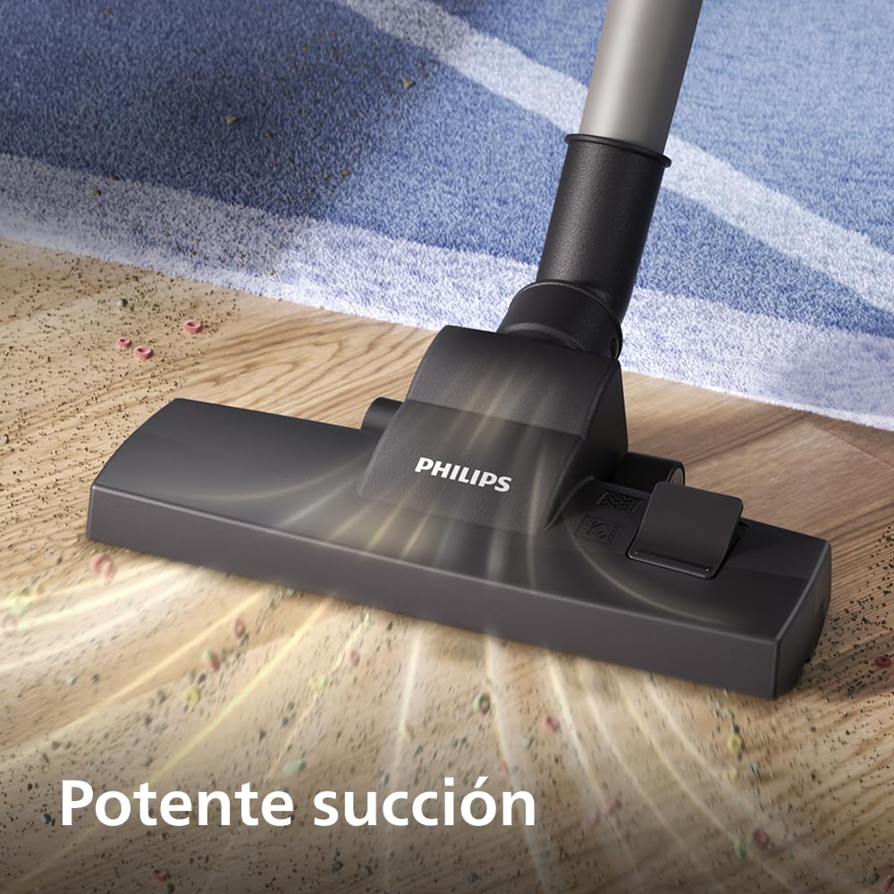 PHILIPS Aspirador con Bolsa Serie 2000 – Compacto y Ligero, Motor de 800W, Filtro HEPA Captura el 99,9% del Polvo, Boquilla Multiusos, Alcance de 9m, Bolsa para el Polvo Grande (XD2142/12)