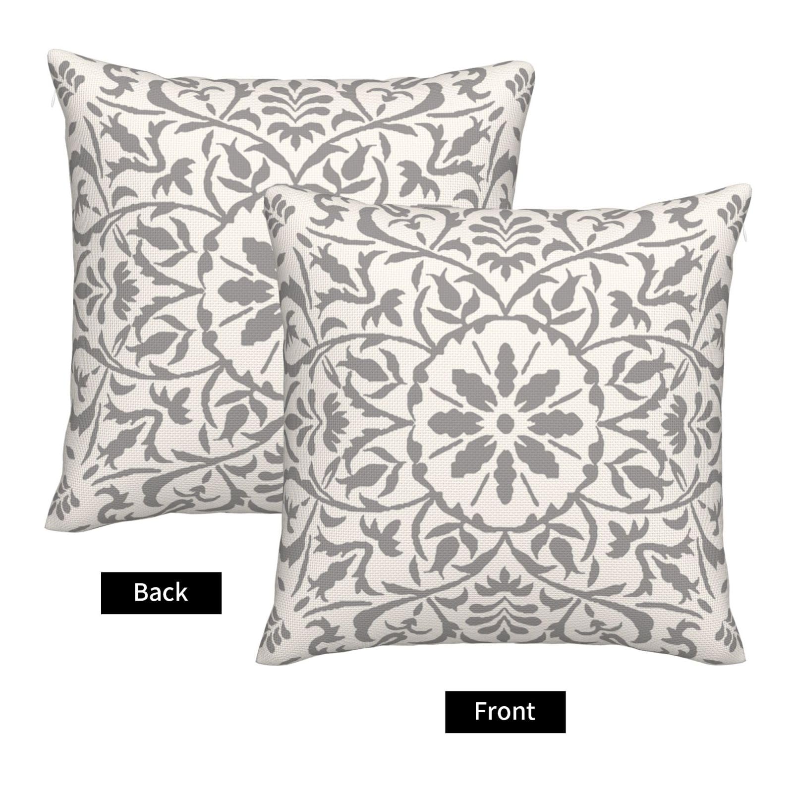 GAAFOSIPH Set of 2 Grey Cushion Covers 40cm x 40cm Bohe Modern Double Sided Printed Square Linen 16 x 16 inches Cushions Cover Home Decorations Pillow Cover for Sofa Bed Garden - Image 2
