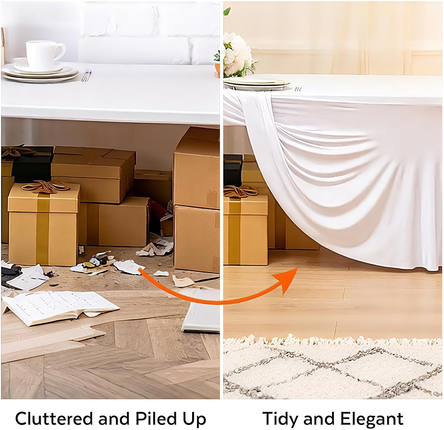 FAVE 2 Pack White Table Cloth Rectangle 6ft Table Cover Fitted Design Tables Covers for Spring Party,Outdoor, Wedding, Banquet & Parties(White, 30x72 Inch|2 Pack)