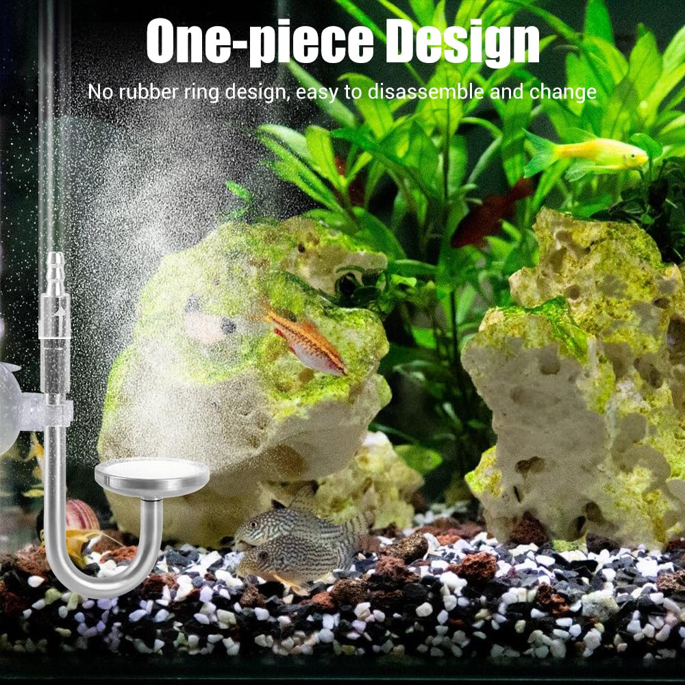 Diffuseur de CO2,Atomiseur de CO2 pour Plantes D'aquarium en Acier Inoxydable avec Clapet Anti-retour et Ventouse,pour Tube de Diamètre Intérieur 4 mm/diamètre Extérieur 6 mm pour Plantes D'aquarium