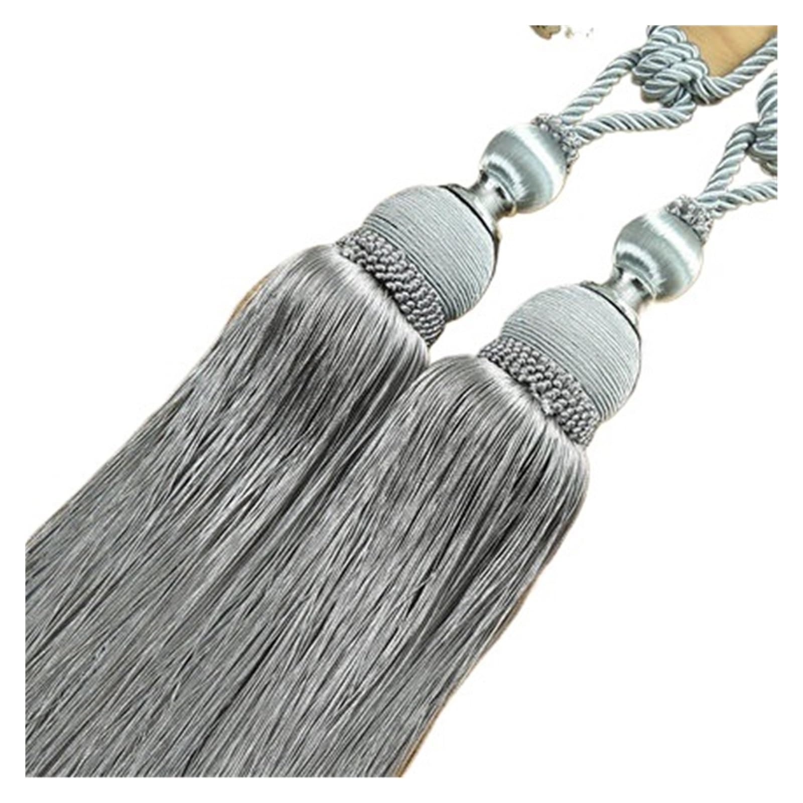 Lot de 2 sangles de rideau, décorations de fenêtre, boules à suspendre, décorations de mariage, pompons, accessoires de décoration d'intérieur (gris)