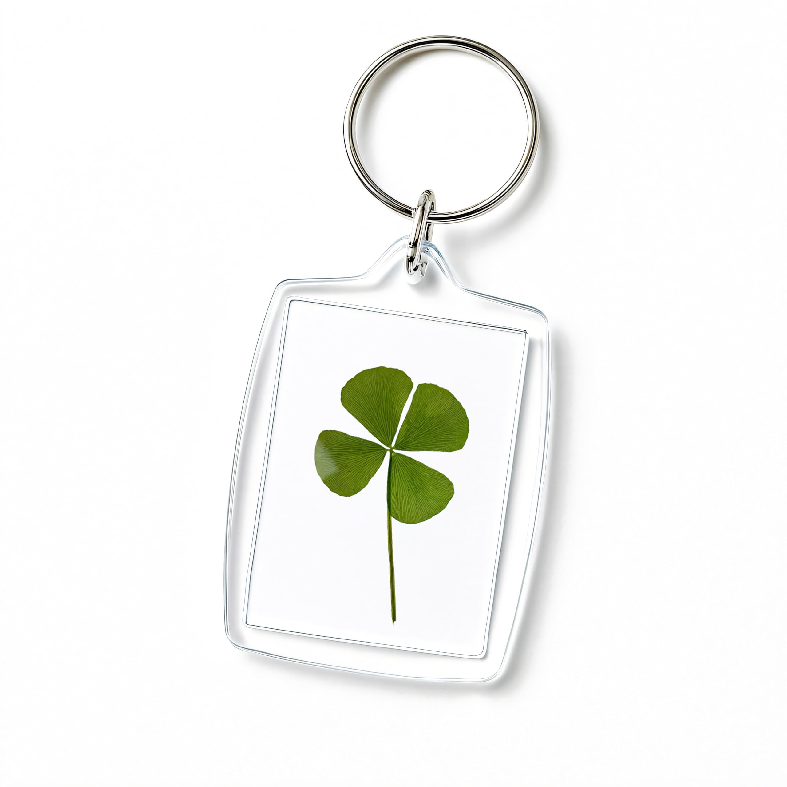 Porte-clés Trefle à 4 Feuilles Véritable - Porte-Bonheur et Cadeau