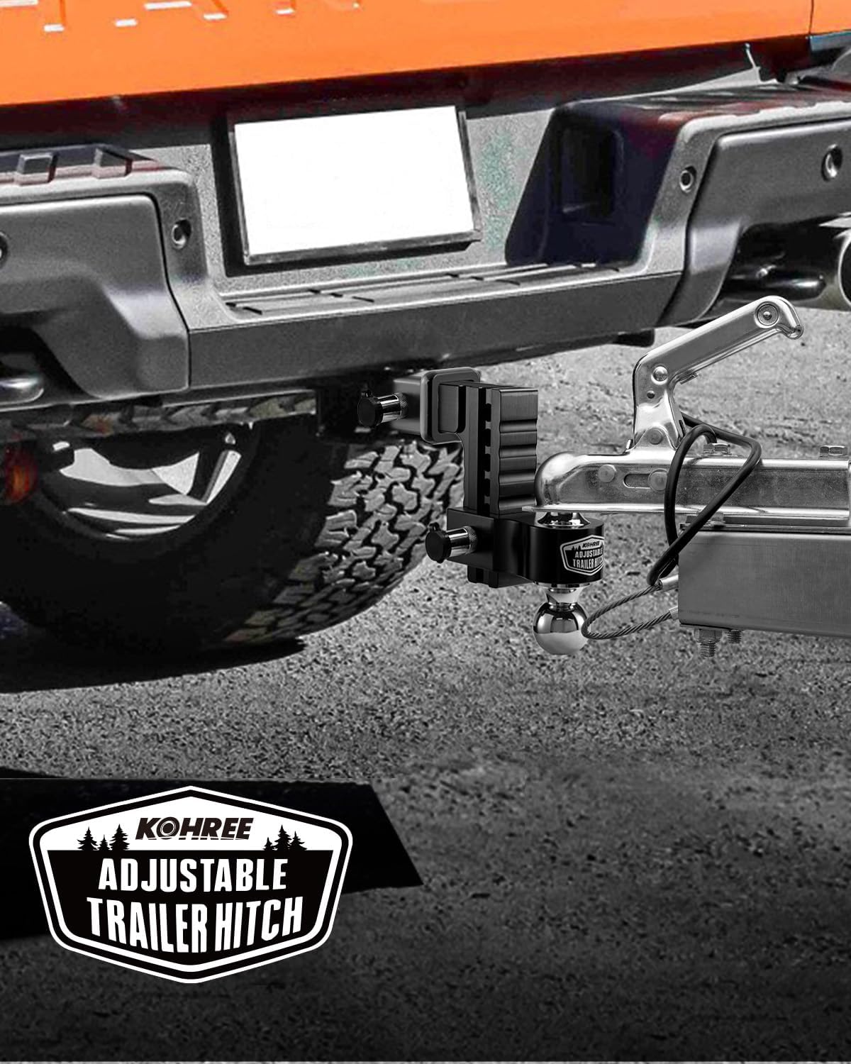 Kohree 6" Adjustable Trailer Hitch Fit 2 Inch Receiver, Dual Solid Ball 2" and 2-5/16"(12,500 LBS GTW), Drop & Rise Heavy Duty Aluminum Tow Hitch with 4 Silencer Pads & 2 Locking Hitch Pin, Black