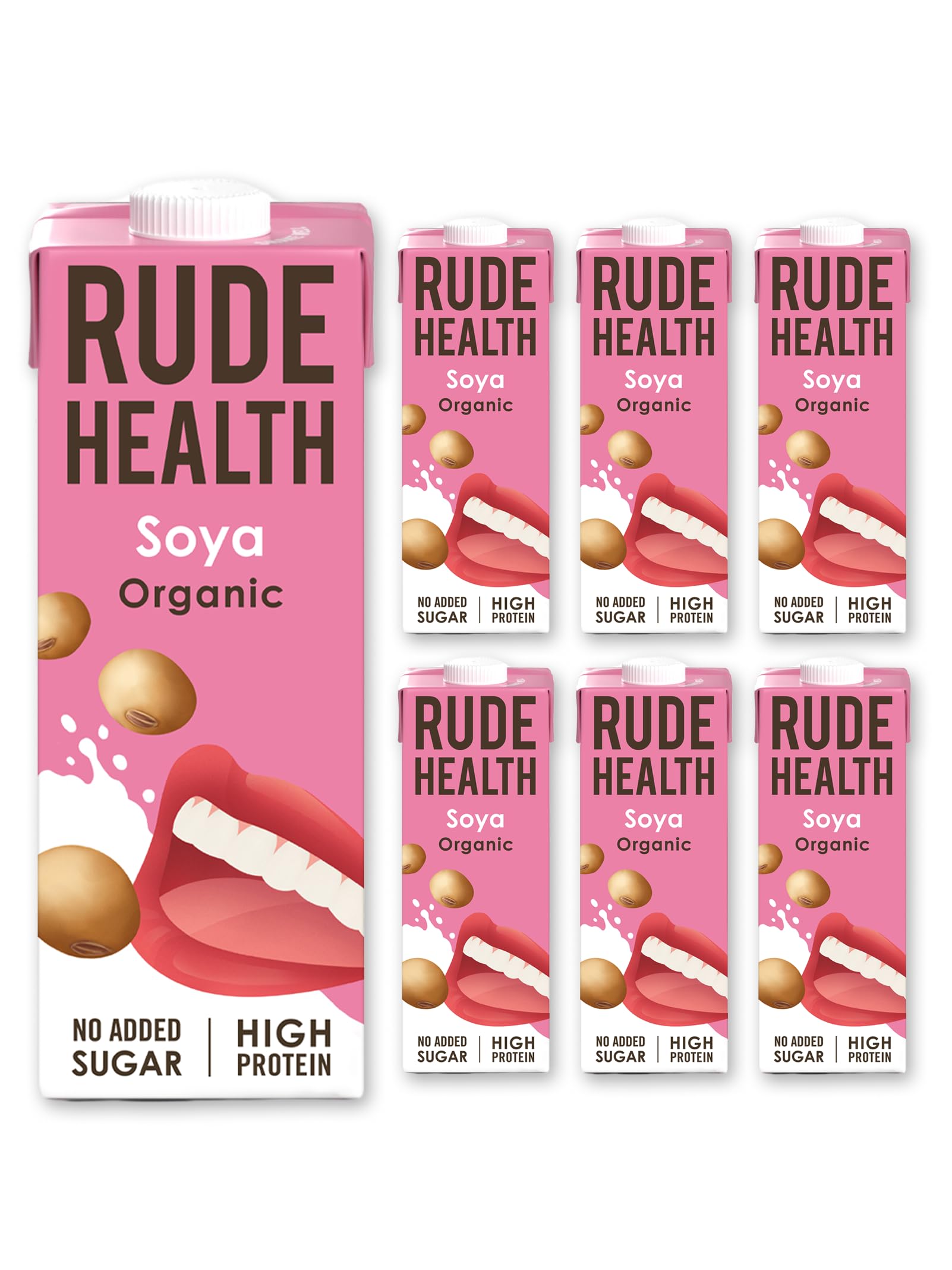 Rude Health 6 x 1 Litre Organic Soya Dairy-Alt Milk, 100% Natural Organic Drink, Lactose Free, Dairy Free & Gluten-Free, Unsweetened, Award-Winning, Healthy & Vegan, 100% Recyclable Pack