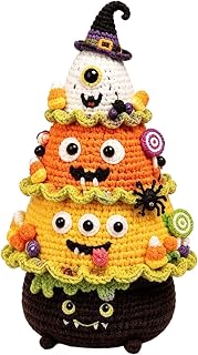 初心者のかぎ針編みキット 20x14x5cm ハロウィンツリー卓上装飾クラフトプロジェクト