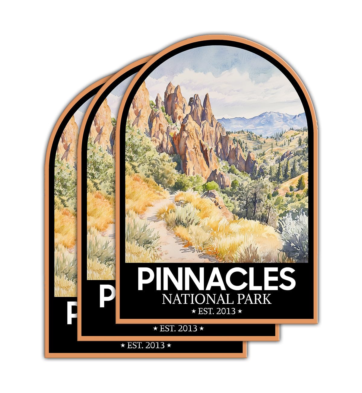 Photo 1 of (3 Psc) Pinnacles National Park Sticker - Nature Decal - Camping Decal for Nature Lover Or Camper - Hiking Inspired Gift for Friends - Sticker 3 Inch for Laptop Water Bottles