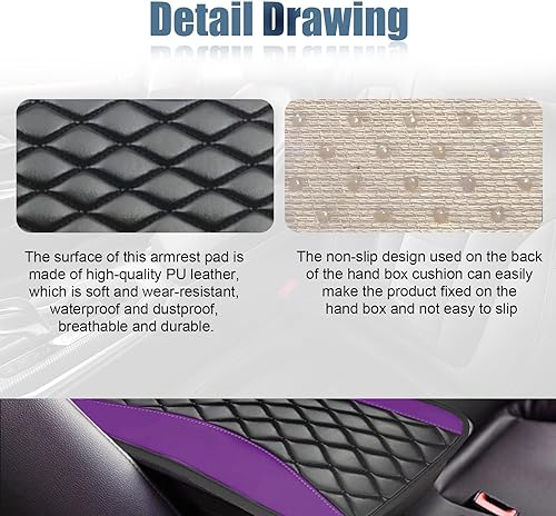 Miniatura 3 de Funda universal de cuero impermeable para consola central de automóvil, protector de caja de asiento para reposabrazos, accesorios de decoración de