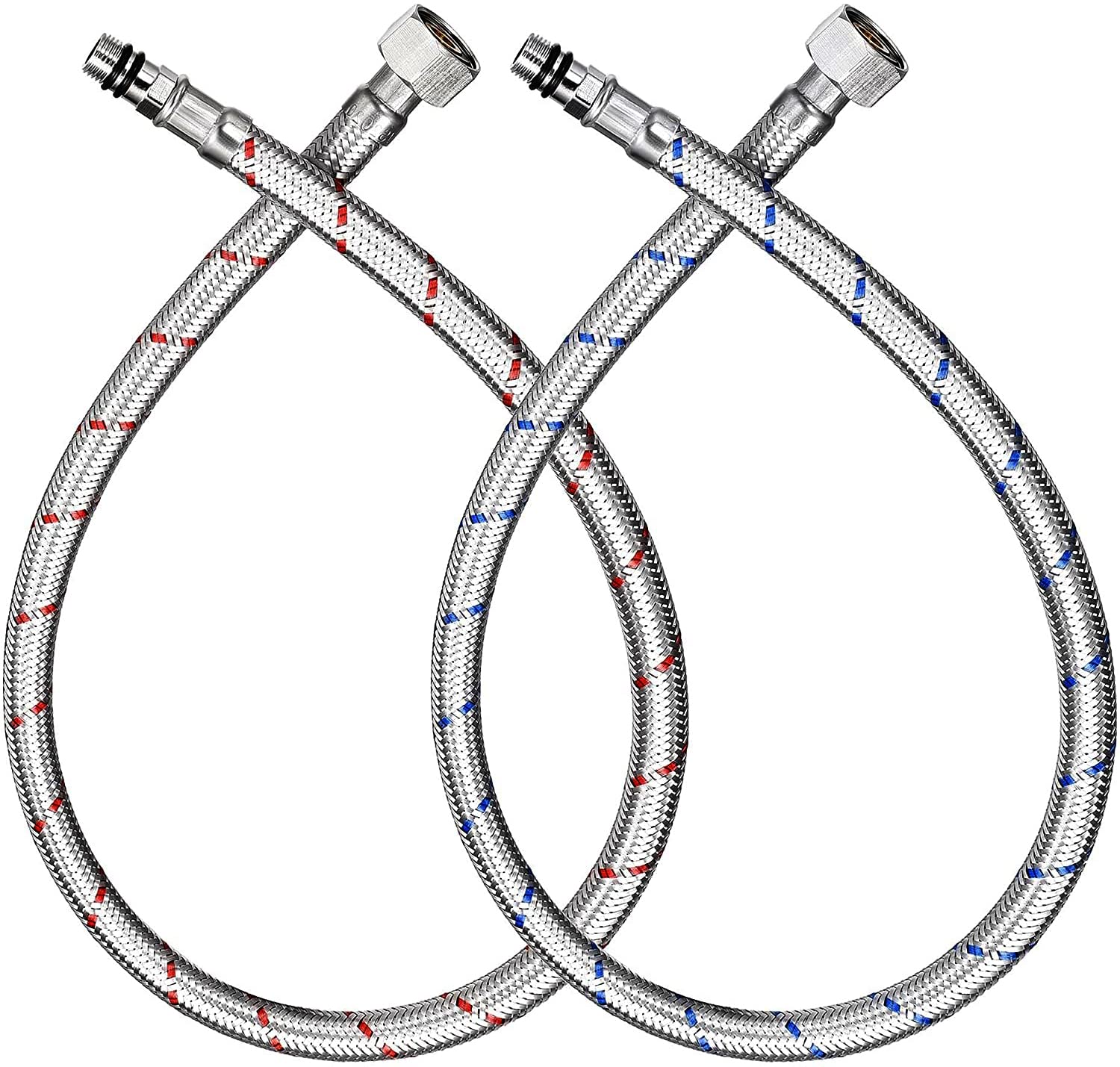 ALTON ALD195, SS-304 Grade, Replacement 24-INCH Hose Pipe for Basin and Kitchen Mixers, 2-Piece Set, Grey