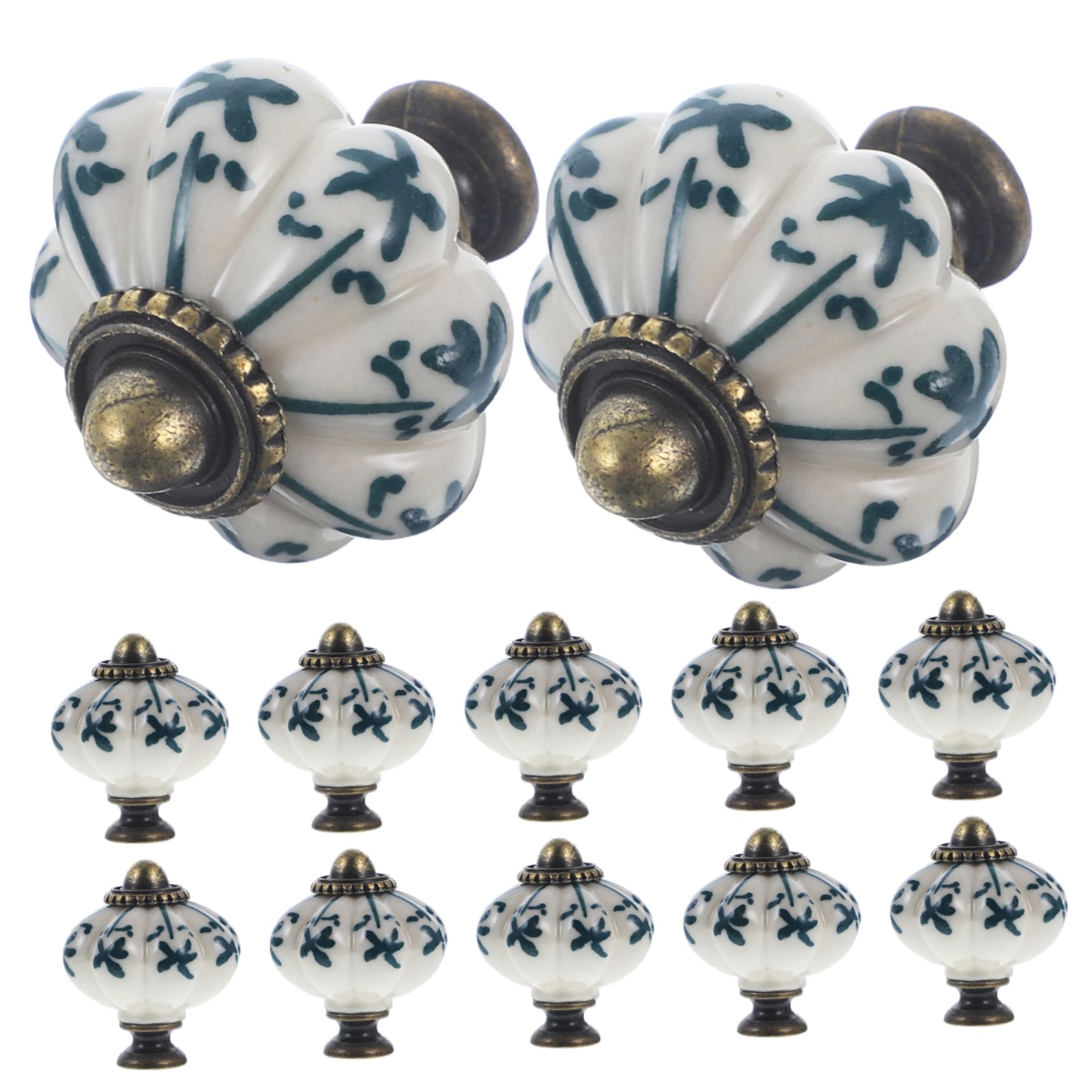12 Stück Vintage Keramikgriffe mit Handbemaltem Kürbismotiv für Kommode und Schublade Einfache Montage für Zuhause und Badezimmer
