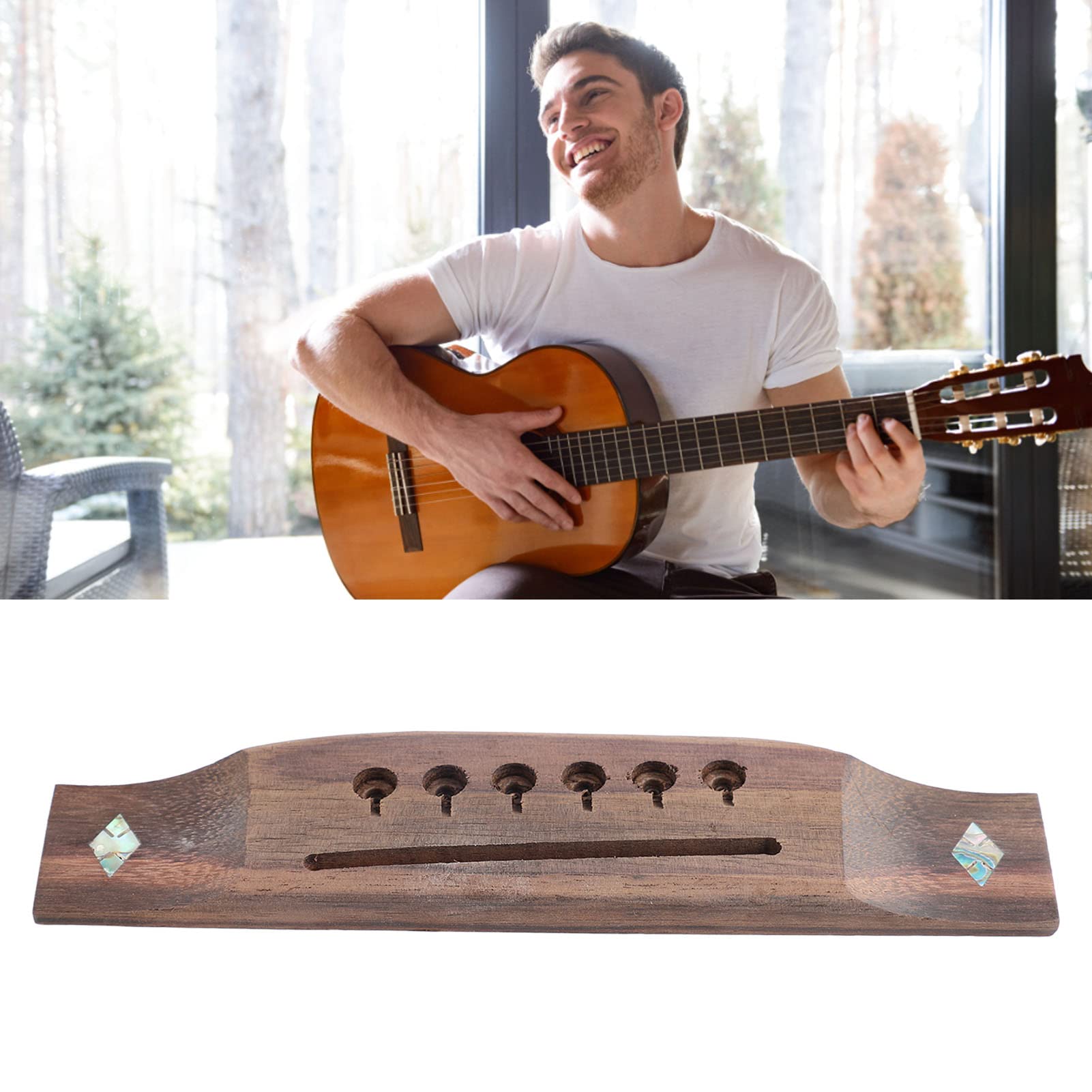 The Bridge Uomo In Palissandro, Stile Martin - Incluse 6 Spine E Sella, Per Riparazioni Ponte Per Chitarra Acustica