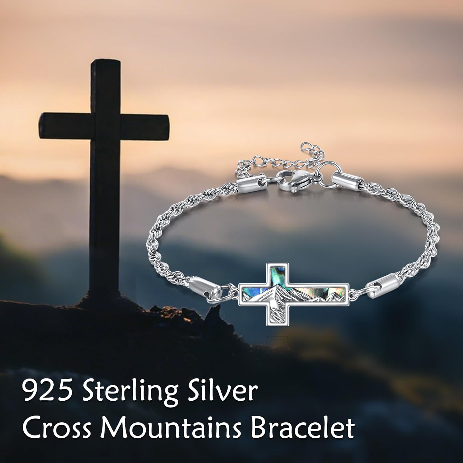 TIGER RIDER Mountain Cross 925 Sterling Silver Bracelet Mountain Jewelry for Men Women Birthday Christmas - Image 6