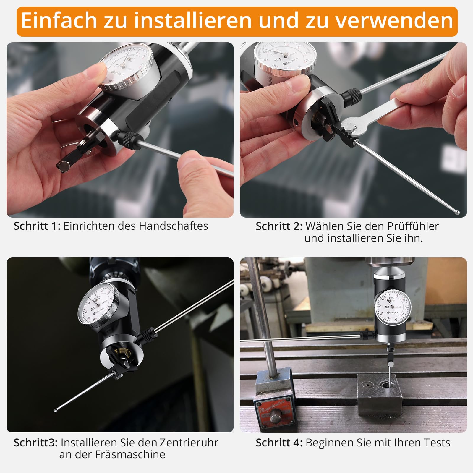 Neoteck Koaxiale Zentriermessuhr 0-3 mm/0,01 mm Messuhr-Set mit Aufbewahrungskoffer Genaue Co-Ax-Anzeige für das Testzifferblatt des Fräsmaschinenzentrums
