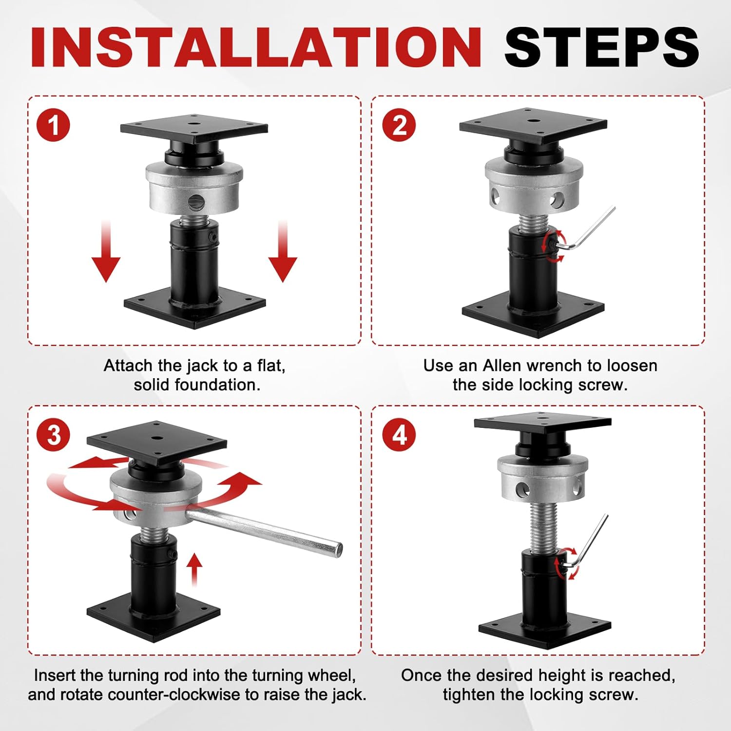 House Floor Jack, 9.5-15" Screw Jack Home Leveling, 22,046 lbs Load Capacity Basement Floor Jack for Crawl Space, 1 PCS Black