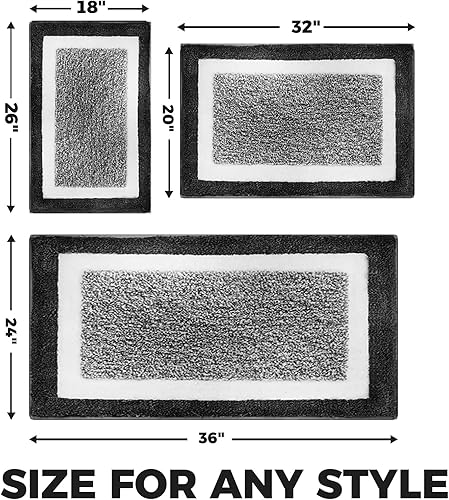 Miniatura 8 de COZY ISLAND Alfombra de baño, ultra suave y absorbente de agua, alfombra de baño, antideslizante, lavar a máquina, para bañera, ducha y baño (20 x
