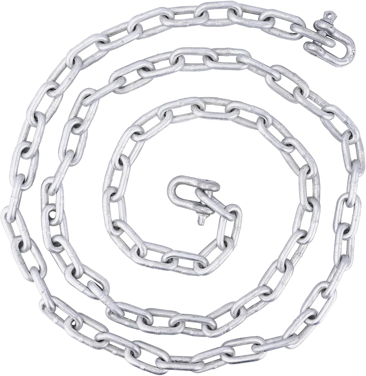 Galvanized 5/16" Anchor Chain 2 PCS 3/8" Anti-Off Shackles, Boat Anchor Chain, Anchor Chains for Boats, Galvanized Chain with Shackles