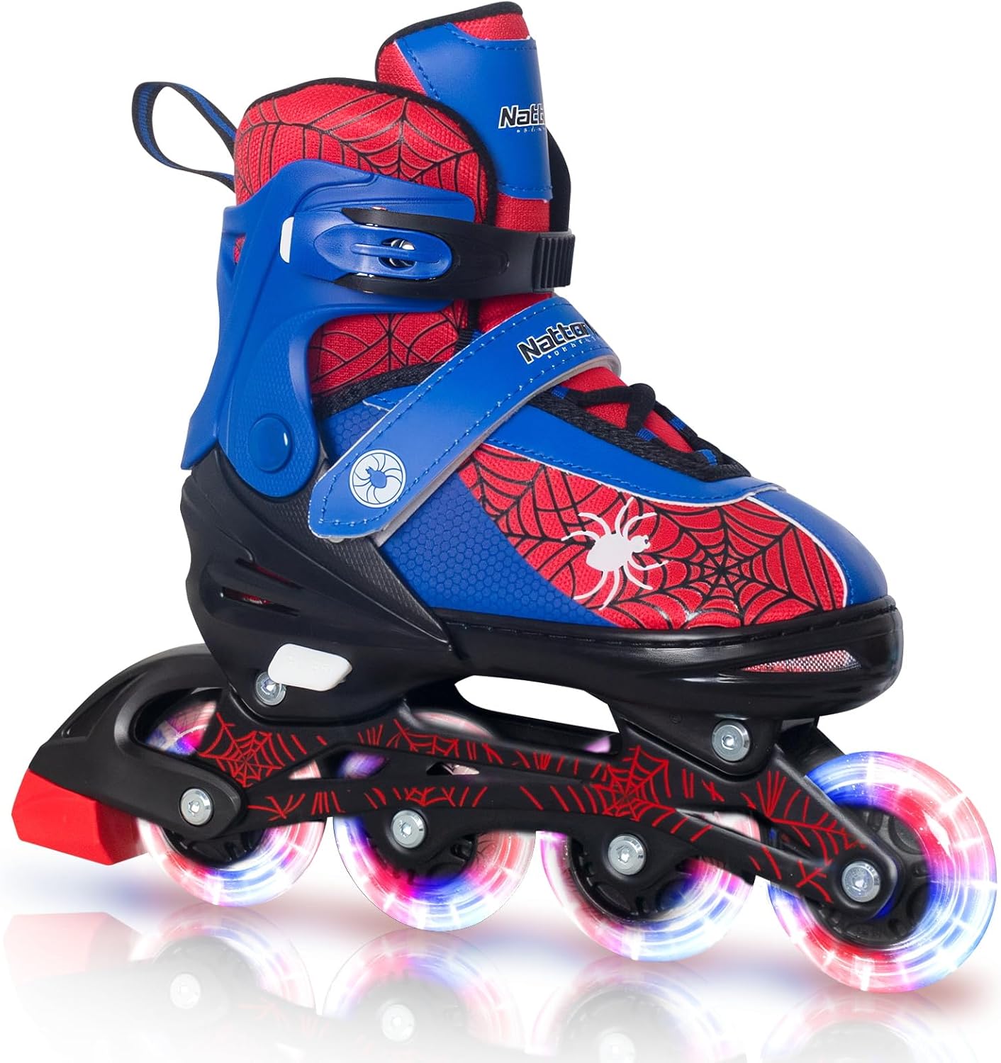 Nattork Adjustable Children's Inline Skates with PU Flash Wheels, Fun Inline Skates with Light-up Wheels, for Ages 4-12, Indoor/Outdoor Birthday Gift for Beginners,Kids and Youths Ages 4-12 8-12 5-8