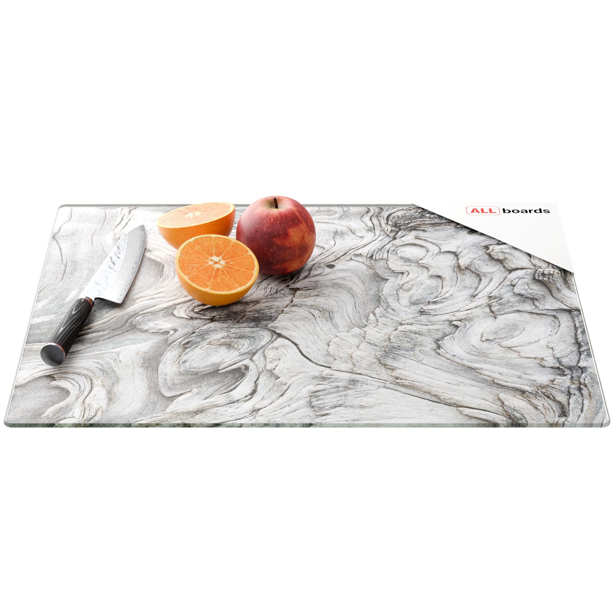 ALLboards Glass Chopping Board – Petrified Wood 50×40 cm