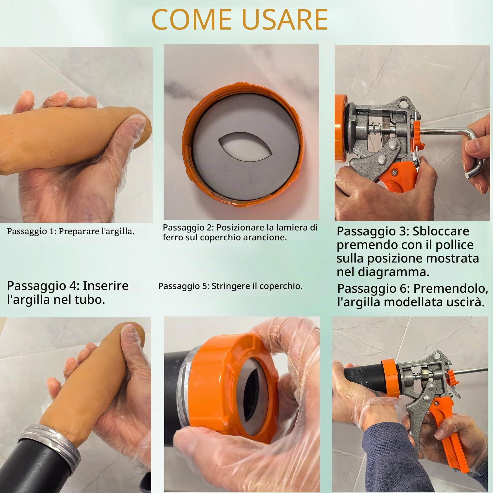 Estrusori di argilla in acciaio inossidabile, lanciatore di argilla con 13 piastre diverse in acciaio inossidabile, strumento per pistola per fango in argilla ceramica, pistola per estrusione di