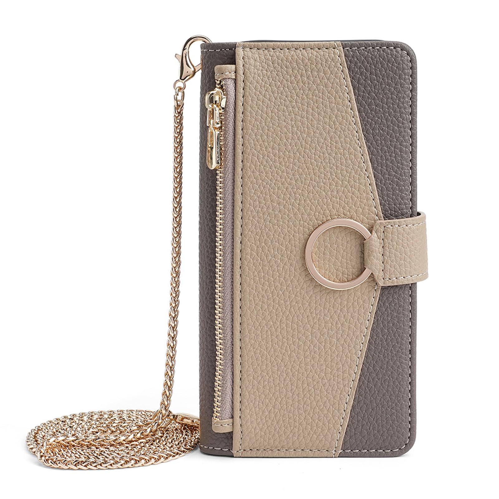 zimial - do Samsung Galaxy S26 Plus, portfel etui crossbody na telefon z zamkiem błyskawicznym z przegródkami na karty lustrzane, stylowa skórzana osłona (S26 Ultra, różowe)