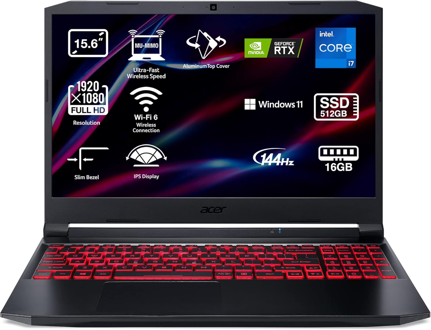 Acer Nitro 5 AN515-57 Gaming-Notebook, 39,6 cm (15,6 pollici), Full HD, LED, Intel Core i7-11800H, 16 GB RAM, 512 GB SSD, NVIDIA RTX 3070-8 GB, Windows 11, zwart Acer Nitro 5 AN515-57 Gaming-Notebook, 39,6 cm (15,6 pollici), Full HD, LED, Intel Core i7-11800H, 16 GB RAM, 512 GB SSD, NVIDIA RTX 3070-8 GB, Windows 11, zwart