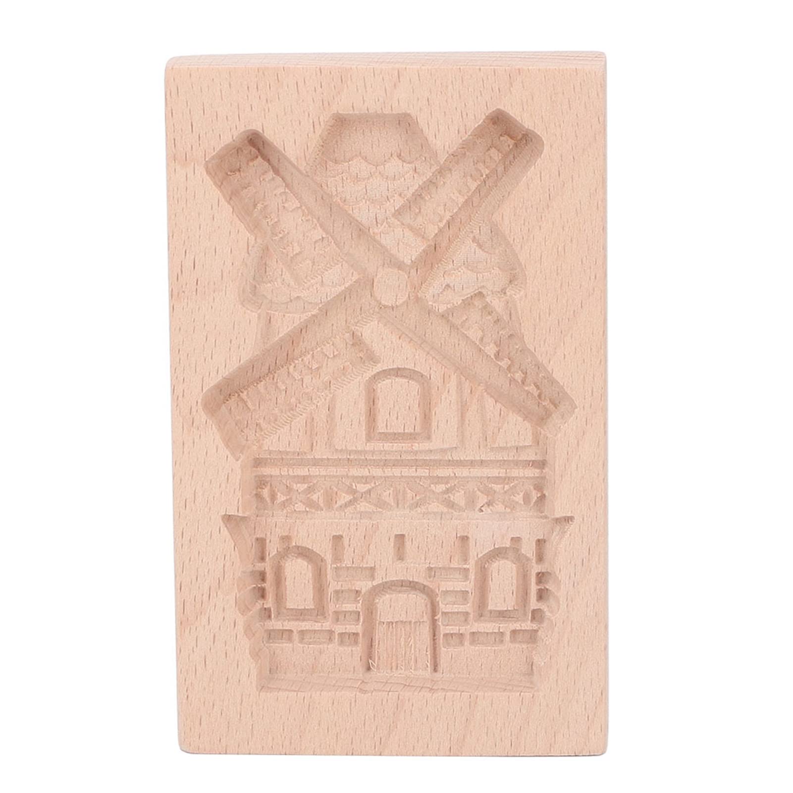 SIXRUN Keksform aus Holz, Buchenholz-Keksform, Wiederverwendbar, Waschbar, Kekspresse, Stempelform mit Geschnitztem Muster, Glatte Freigabe Zum Backen von DIY-Keksen und Lebkuchen in der Küche (#2)