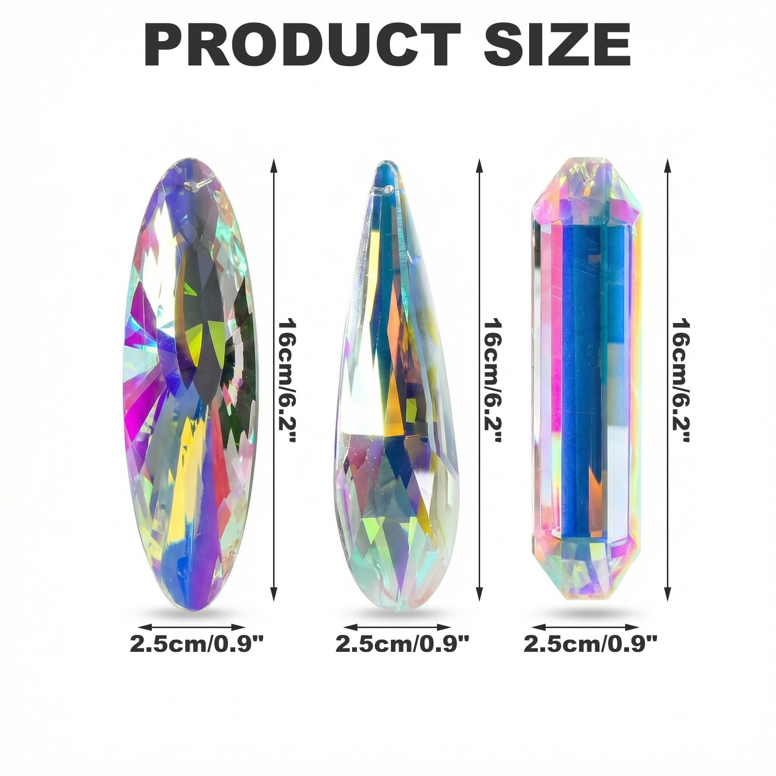 3 Pezzi Acchiappasole in Cristallo K9 da Appendere, Prisma Arcobaleno per Finestre, Gocce di Vetro Sfaccettato per Lampadario, Decorazione Feng Shui per Casa Giardino, Idea Regalo Natale