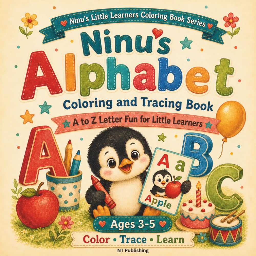 Ninu’s Alphabet Coloring and Tracing Book: A to Z Letter Fun for Little Learners (Ninu’s Little Learners Coloring Book Series)