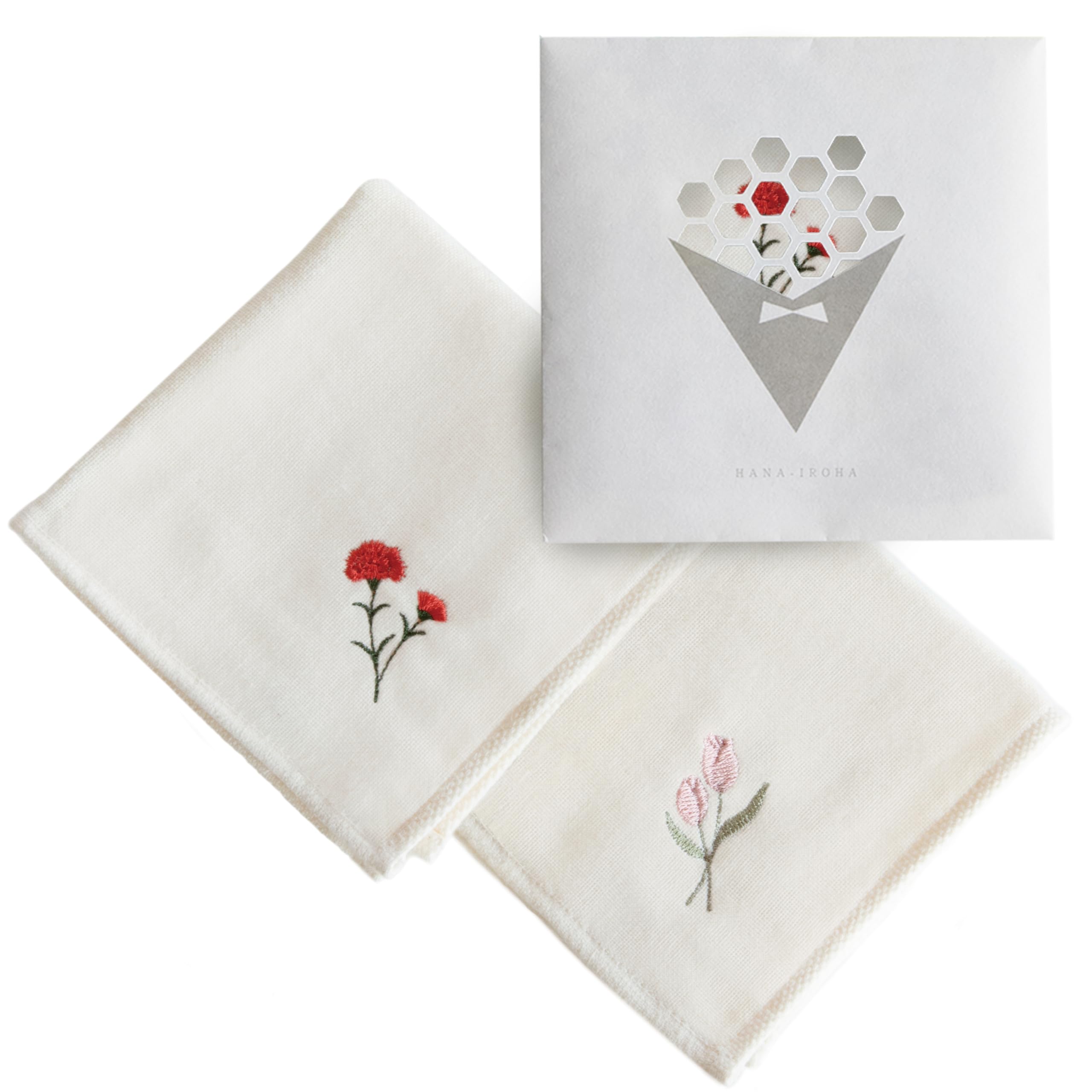 Imabari Towel Hanairoha Handkerchief Tulip & Carnation Cotton Gauze 9.8in