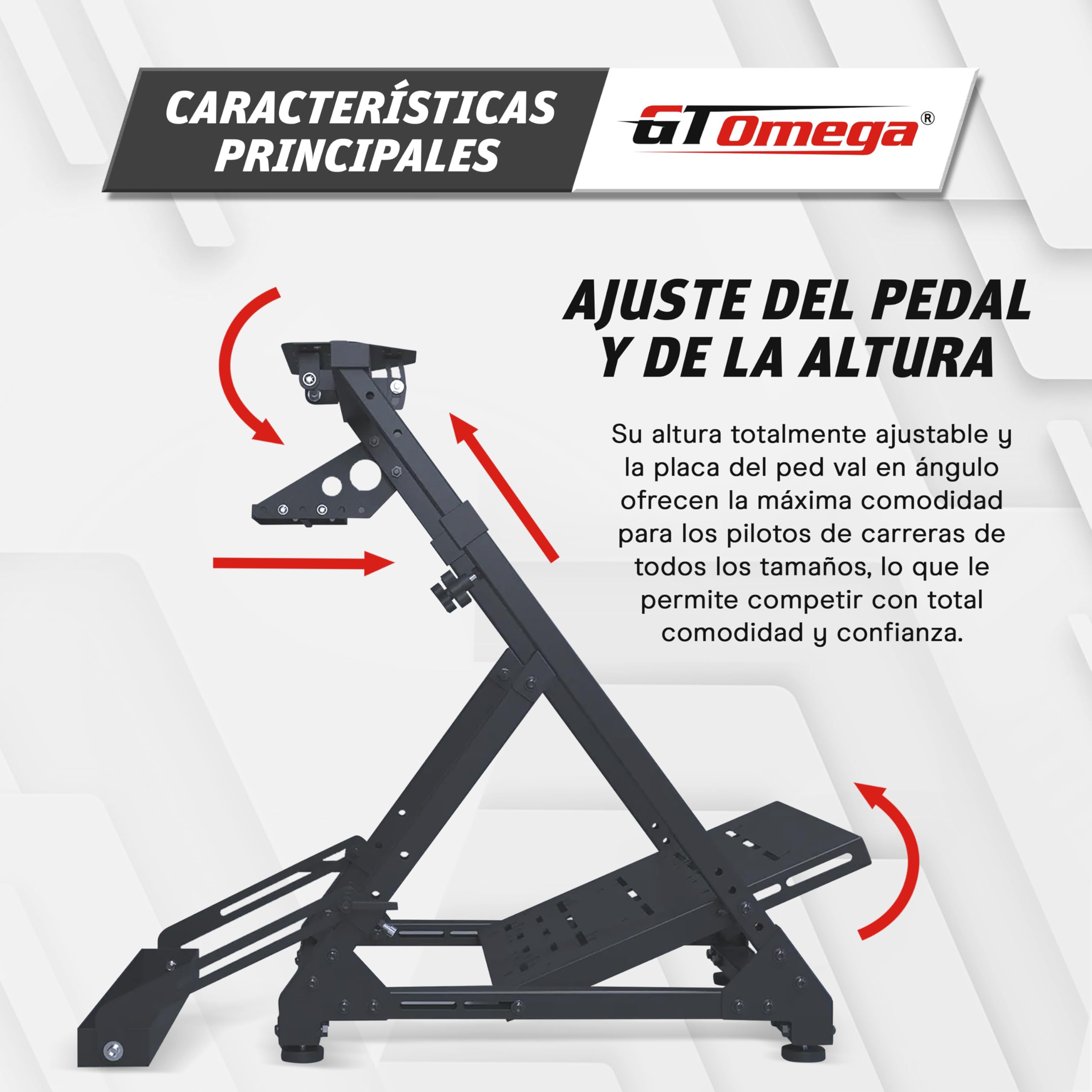 GT OMEGA DD-X Soporte de Volante - Proporciona una estabilidad increíble, ajuste de ángulo y altura, incluye un soporte ajustable para la palanca de cambios