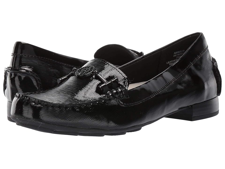 

Anne Klein Hulia Logo Loafer (Black Patent) Women's Slip on Shoes