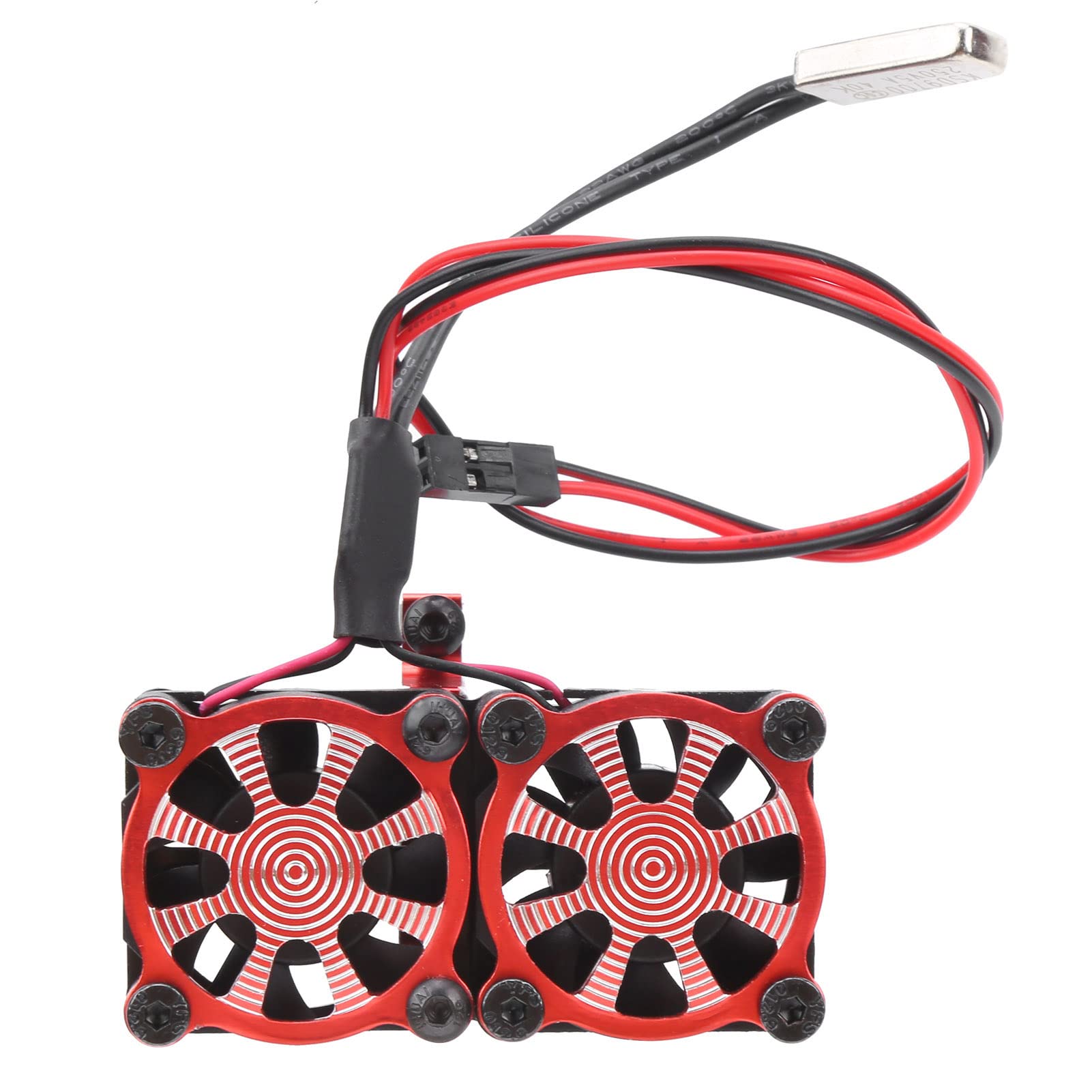 Dissipateur de Chaleur en Aluminium avec Double Turbo Pèche de Chaleur Ventilateurs de Refroidissement de Moteur électrique RC pour Moteur de Voiture RC 1/10 36mm(Rouge)
