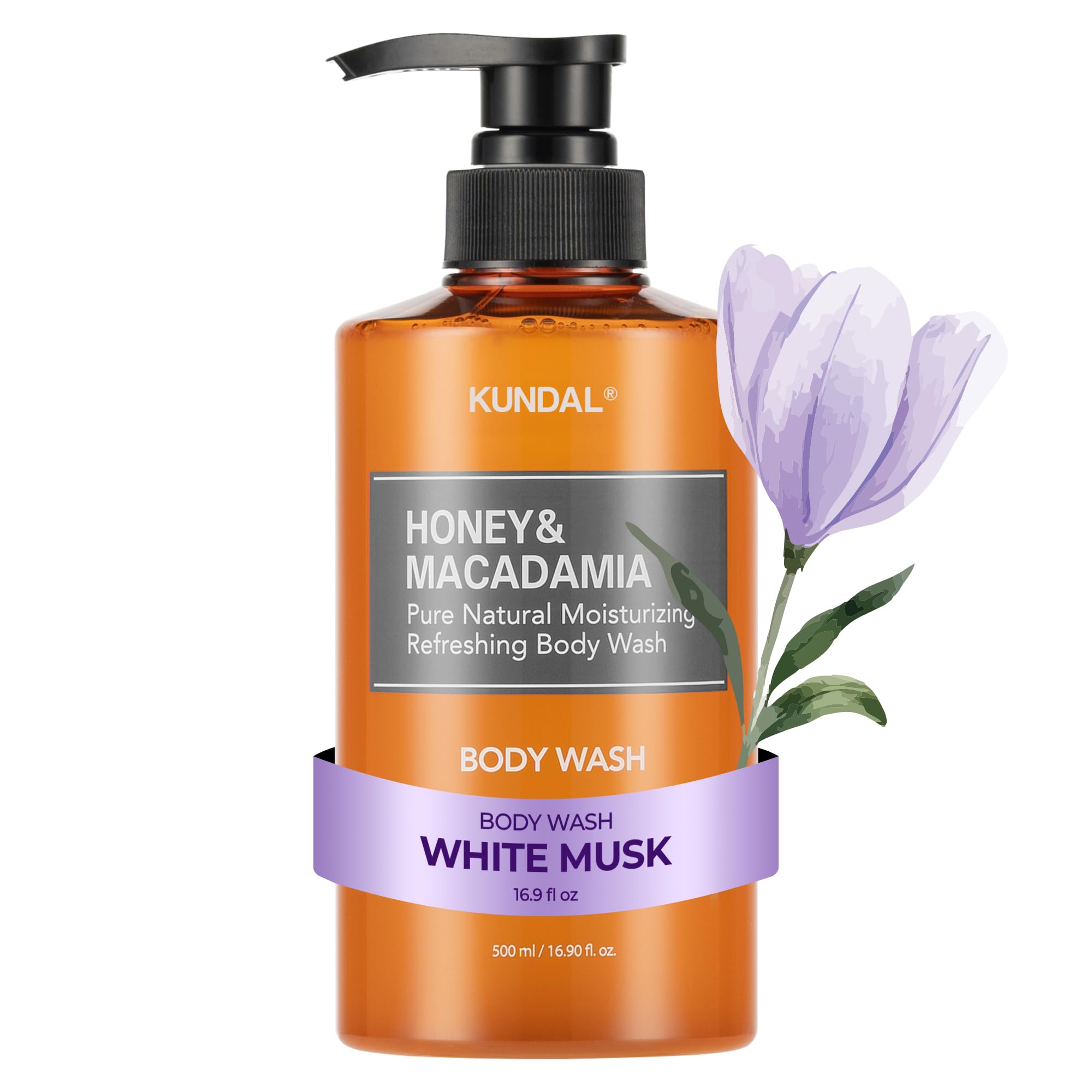 Kundal Honey & Macadamia Pure Natural Moisturizing Refreshing Body Wash White Musk, 500ml