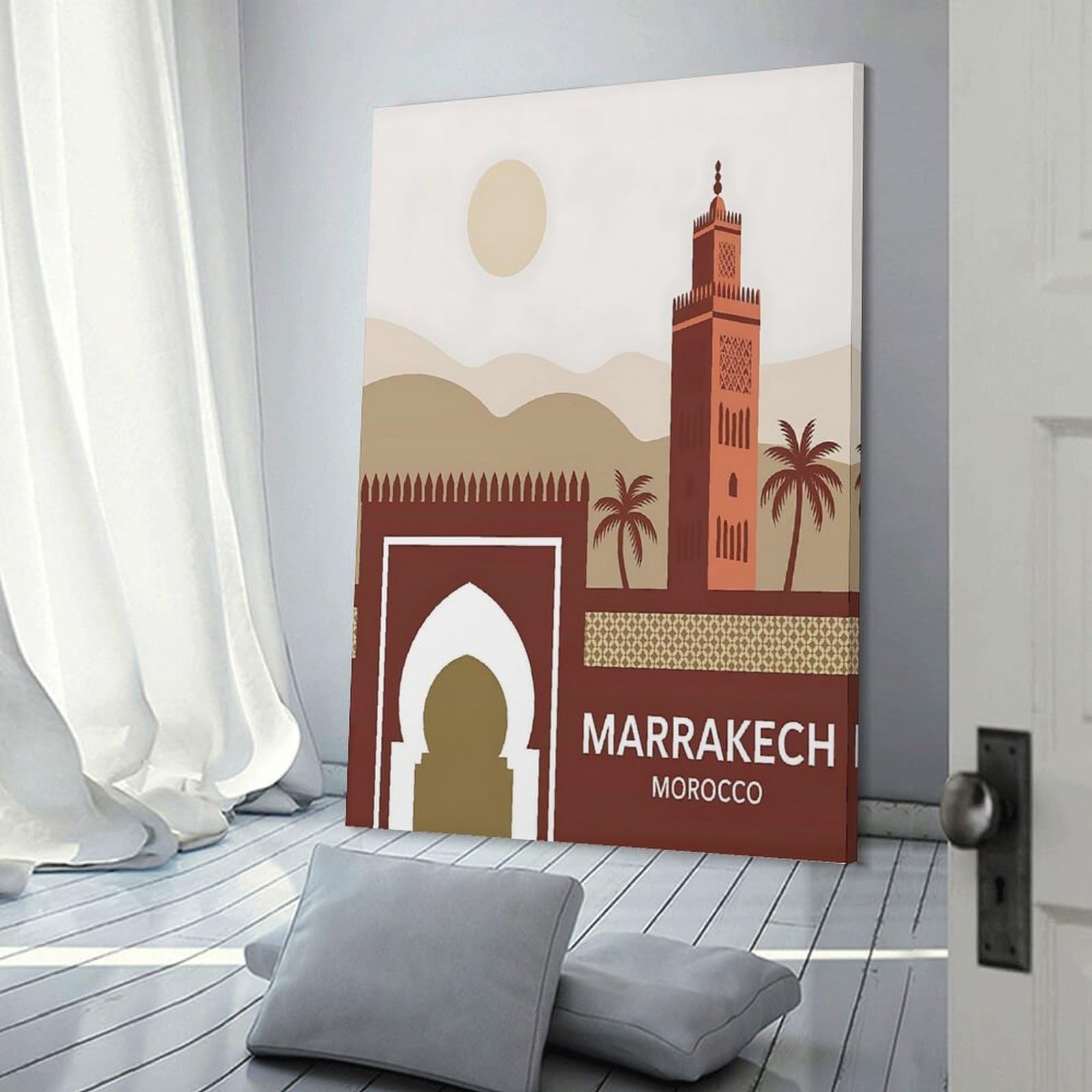 Junmoney Room Decor Wall Art Marrakech, Morocco Travel, 24x36inch(60x90cm), for Home Lounge, Bedroom Or Reading Nook, Eye Catching Artwork for Blank Walls