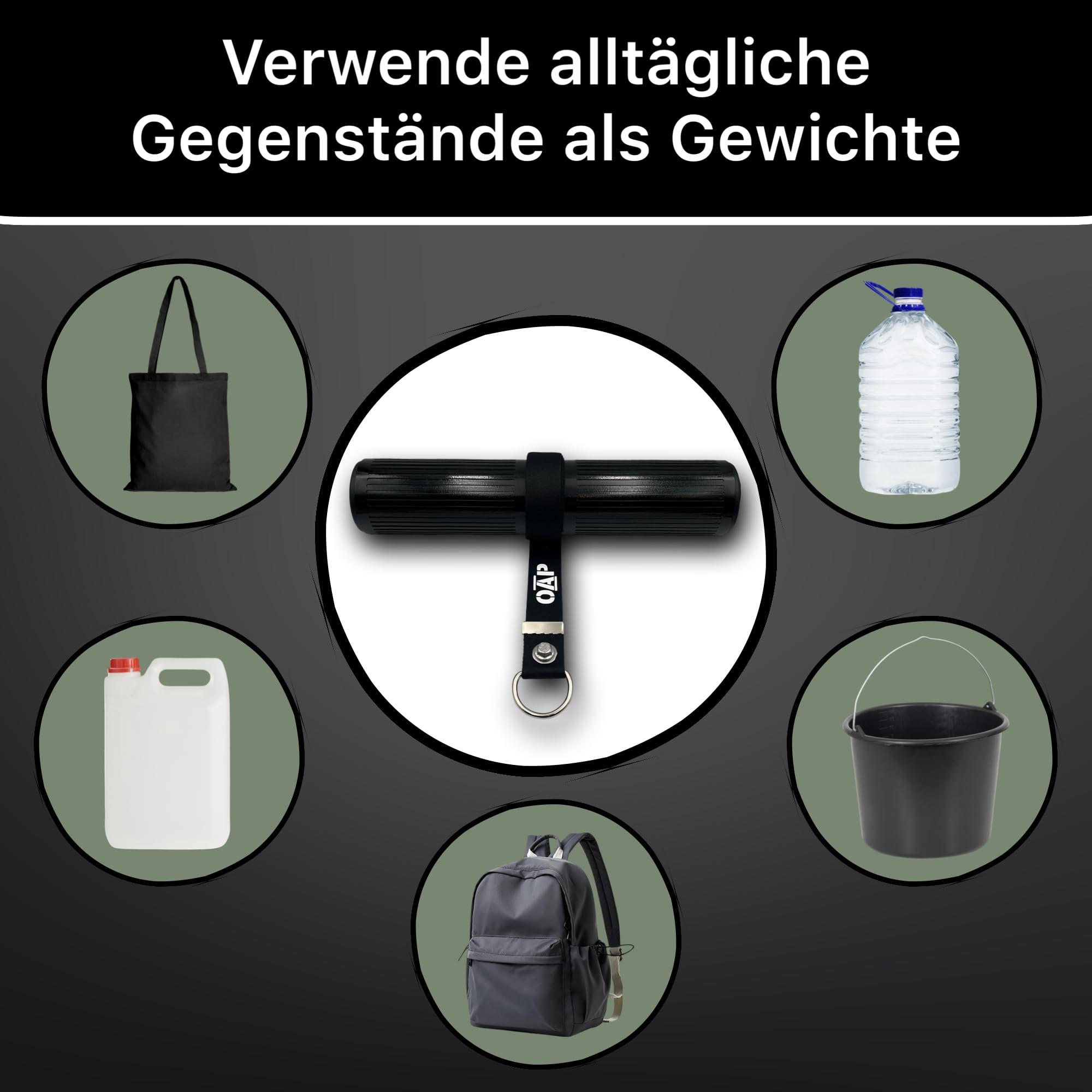 OAP Premium ⌀60 mm FAT GRIP Wrist Roller, Handgelenk und Unterarmtrainer für Krafttraining, 100% Made in Germany, Kompatibel mit Loading Pin & freien Gewichten, für Home Gym oder Fitnessstudio