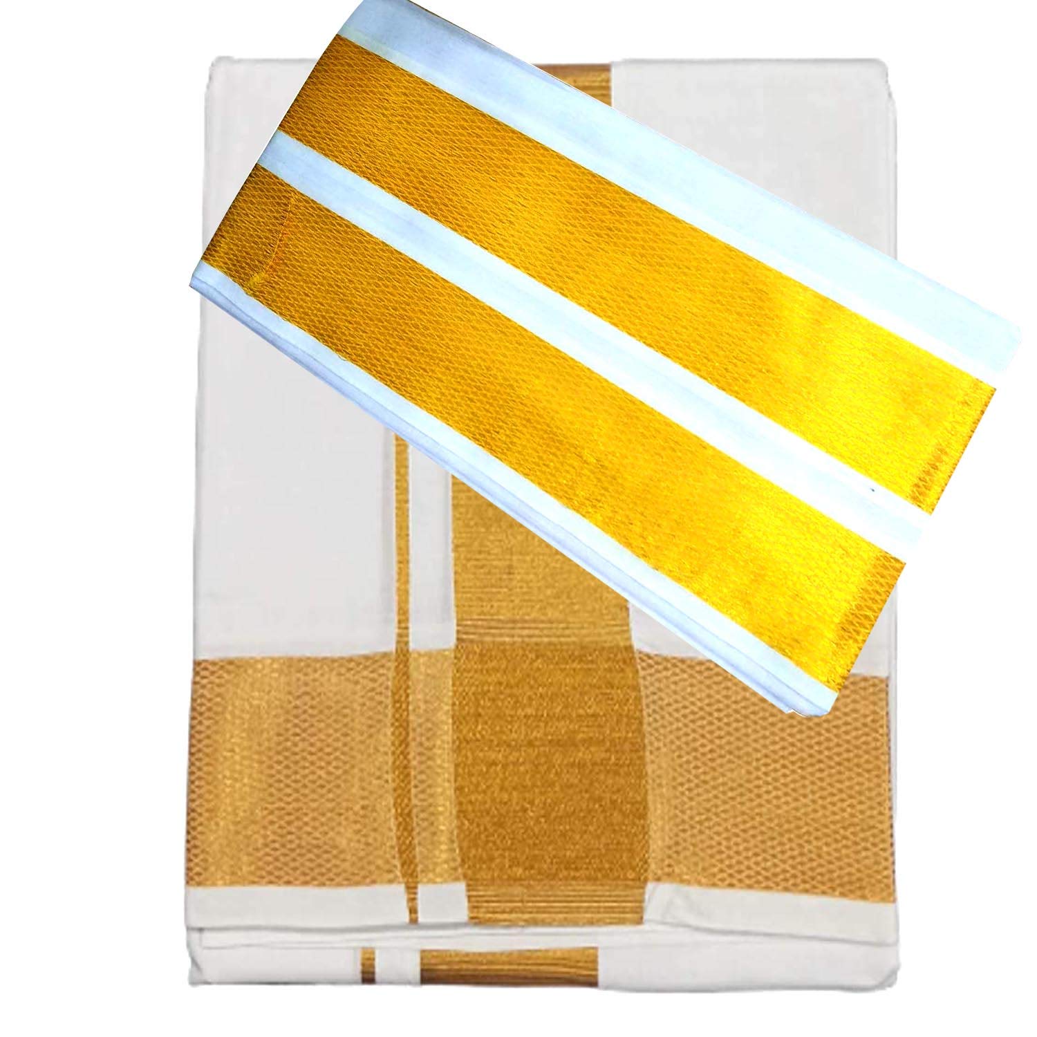 Cotton Single Layer Colored Dhoti 1.8 Meters Length Lungi Sarong with Resham/Zari Designer Border Angavastram