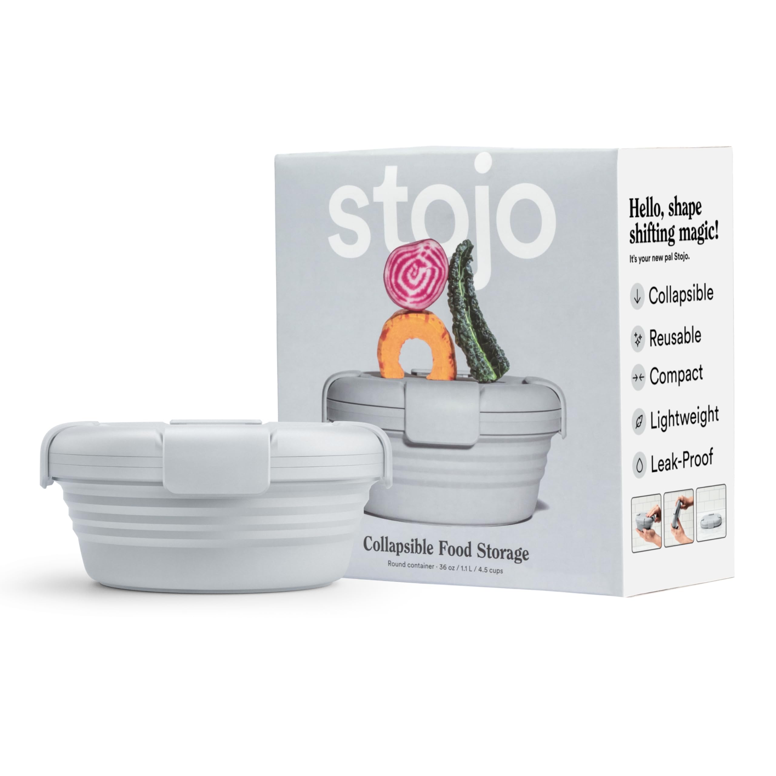 STOJO Collapsible Bowl - Reusable Camping Bowl with Lid - 100.7 oz, Paisley Grey — image 1