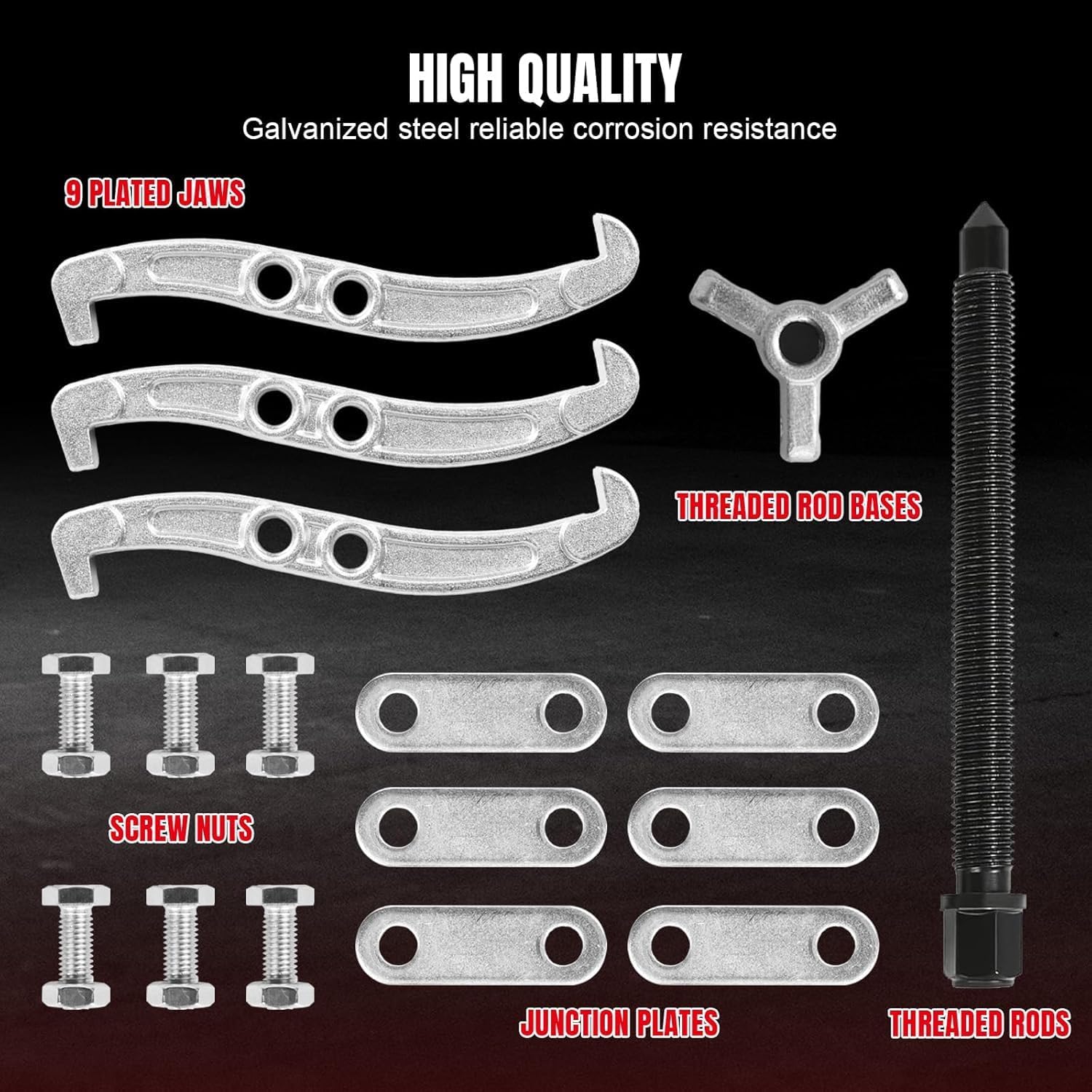 Big RED 3 Jaw Gear Puller Set, 3/4/6'' Reversible Bearing Puller Kit for Gearing, Pulley and Bearing Removal DIY and Mechanic Use