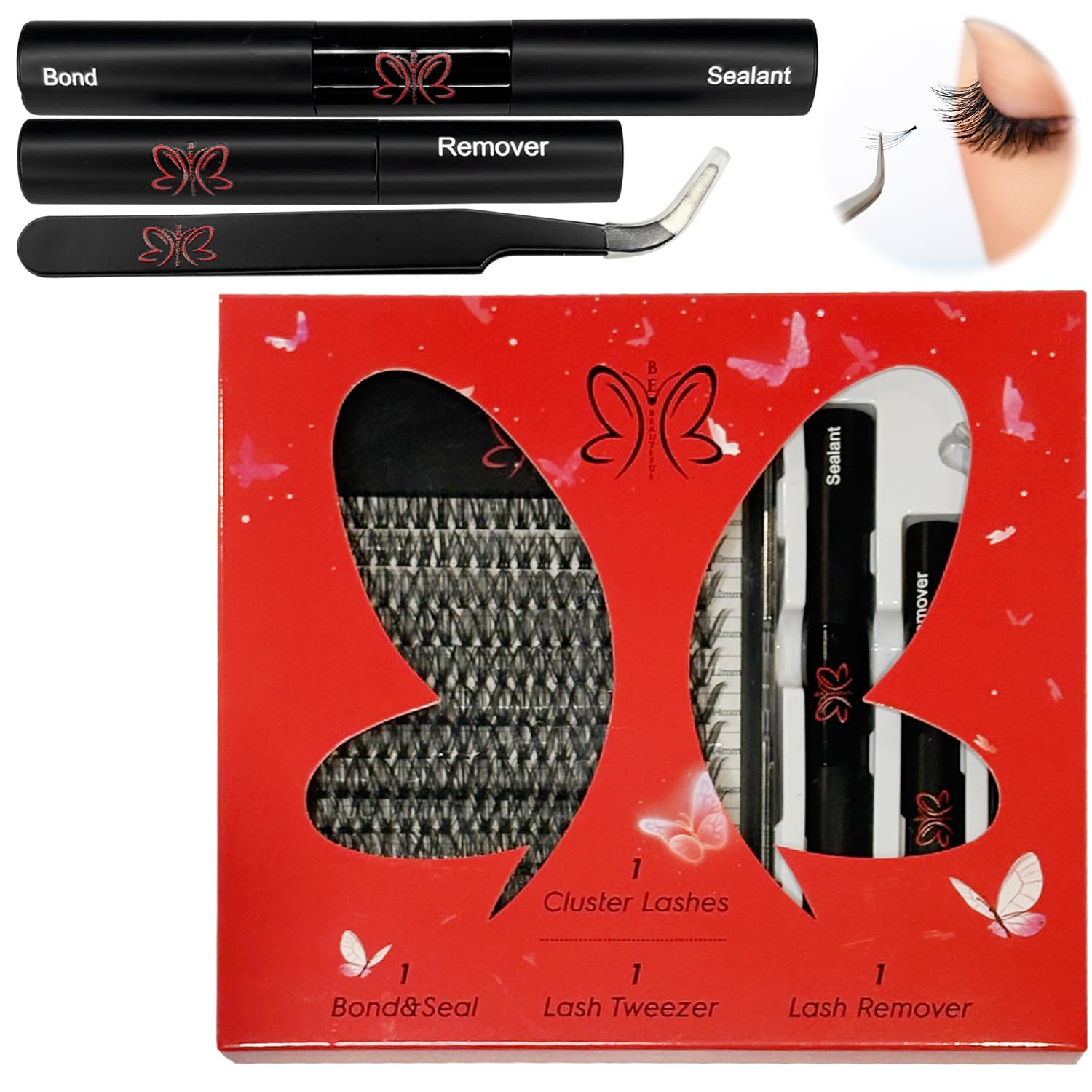 be beautiful lash clusters kit 40d individual lashes D curl cluster eyelash extensions 10-18 mm diy lash extensions eyelash clusters kit with bond and