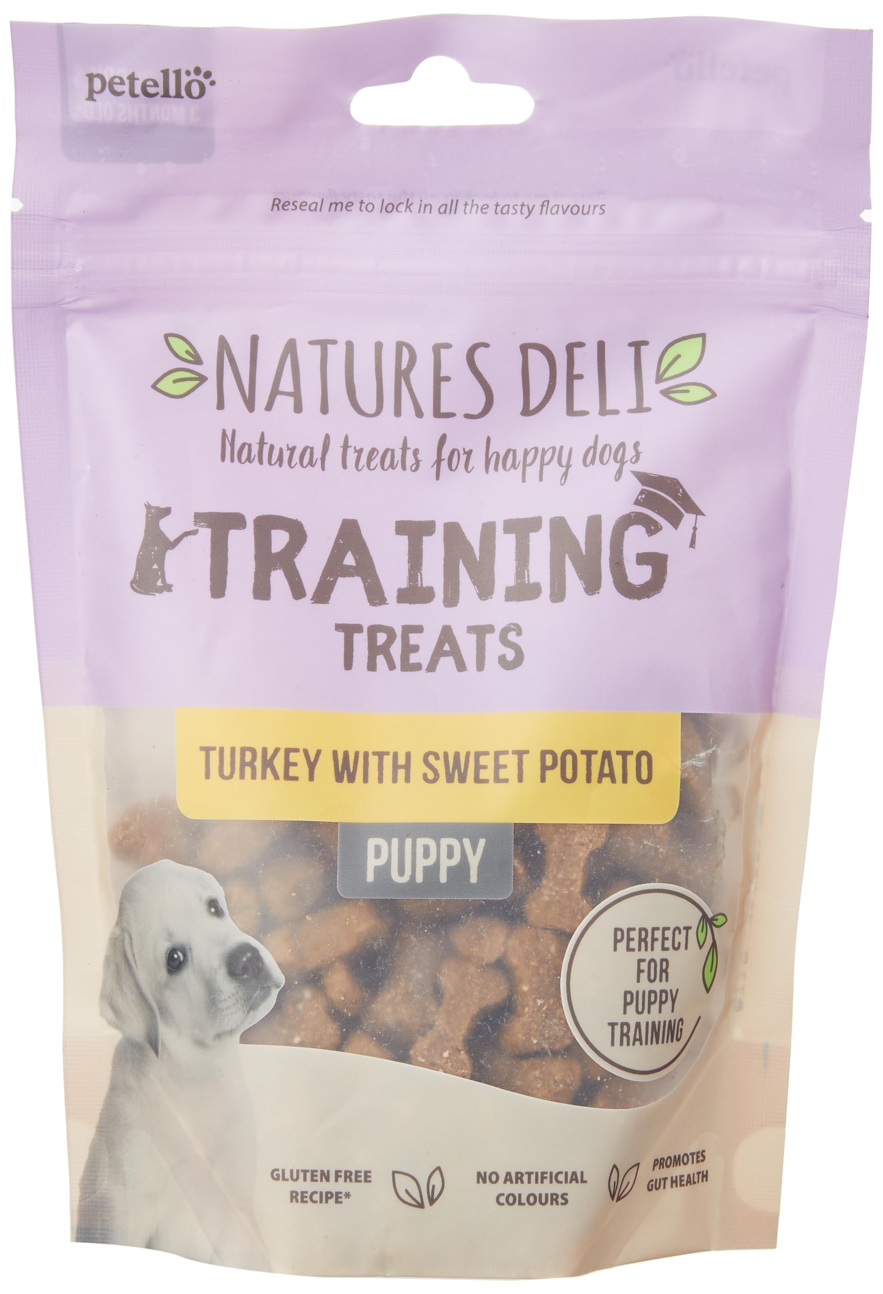 Natures Deli Turkey with Sweet Potato Puppy Training Treats, Training Biscuits for Small Dogs Gluten Free Low Fat Dog Treats - 100 g