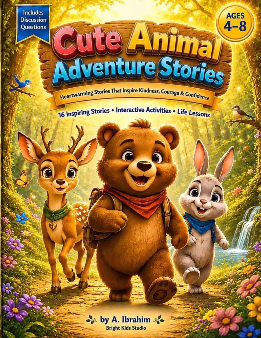 Cute Animal Adventure Stories: 16 Heartwarming Stories with Interactive Activities and Life Lessons (Bright Kids Studio)
