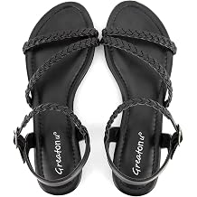 Greatonu Womens Flat Sandals Slip On Summer Gladiator Open Toe Braided Slingback Shoes
