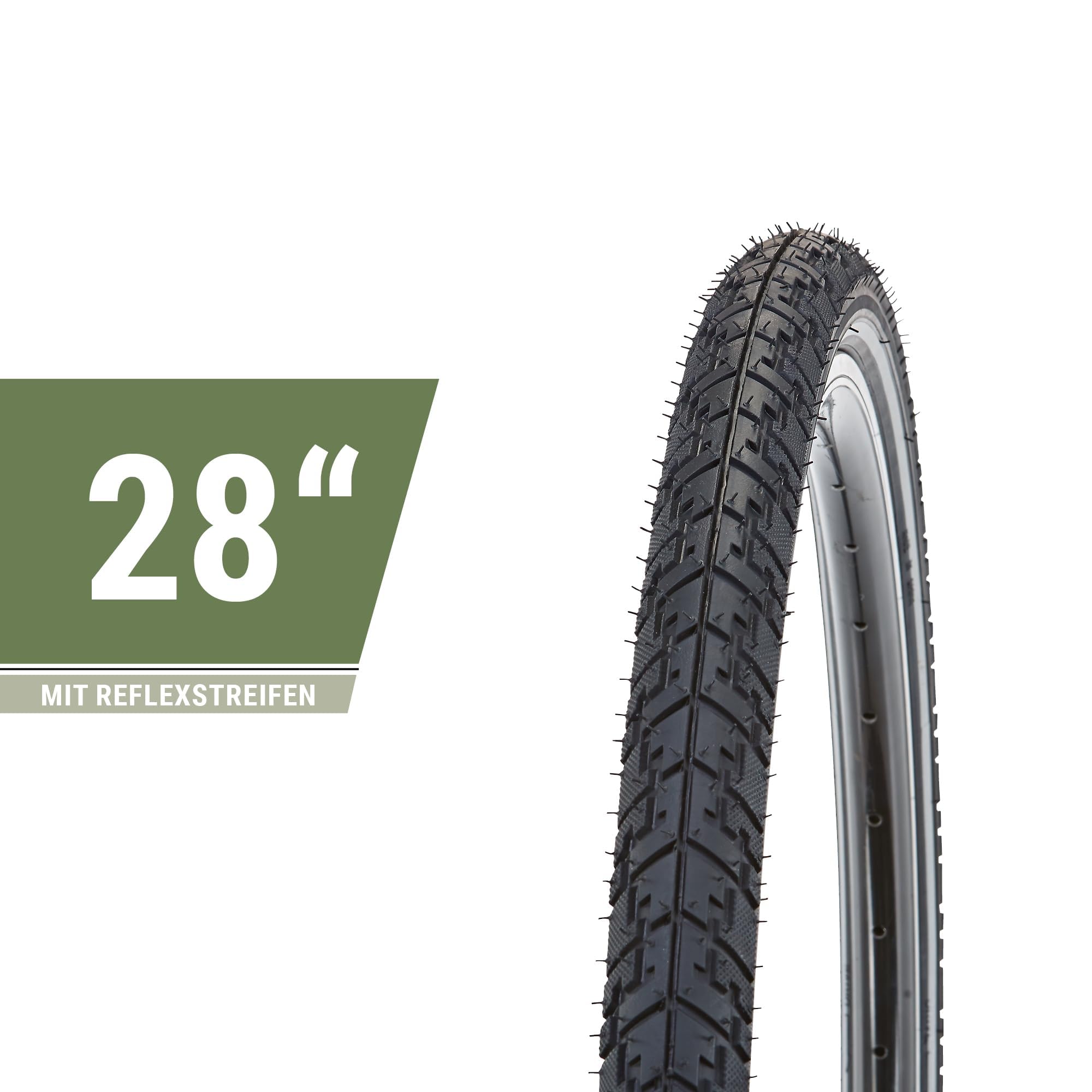 Prophete Fahrradreifen 28 x 1,75 (47-622) für Citybikes mit Reflexstreifen, ECE-geprüft, schwarz – Hohe Sicherheit und Komfort für den Stadtverkehr Sport & Freizeit