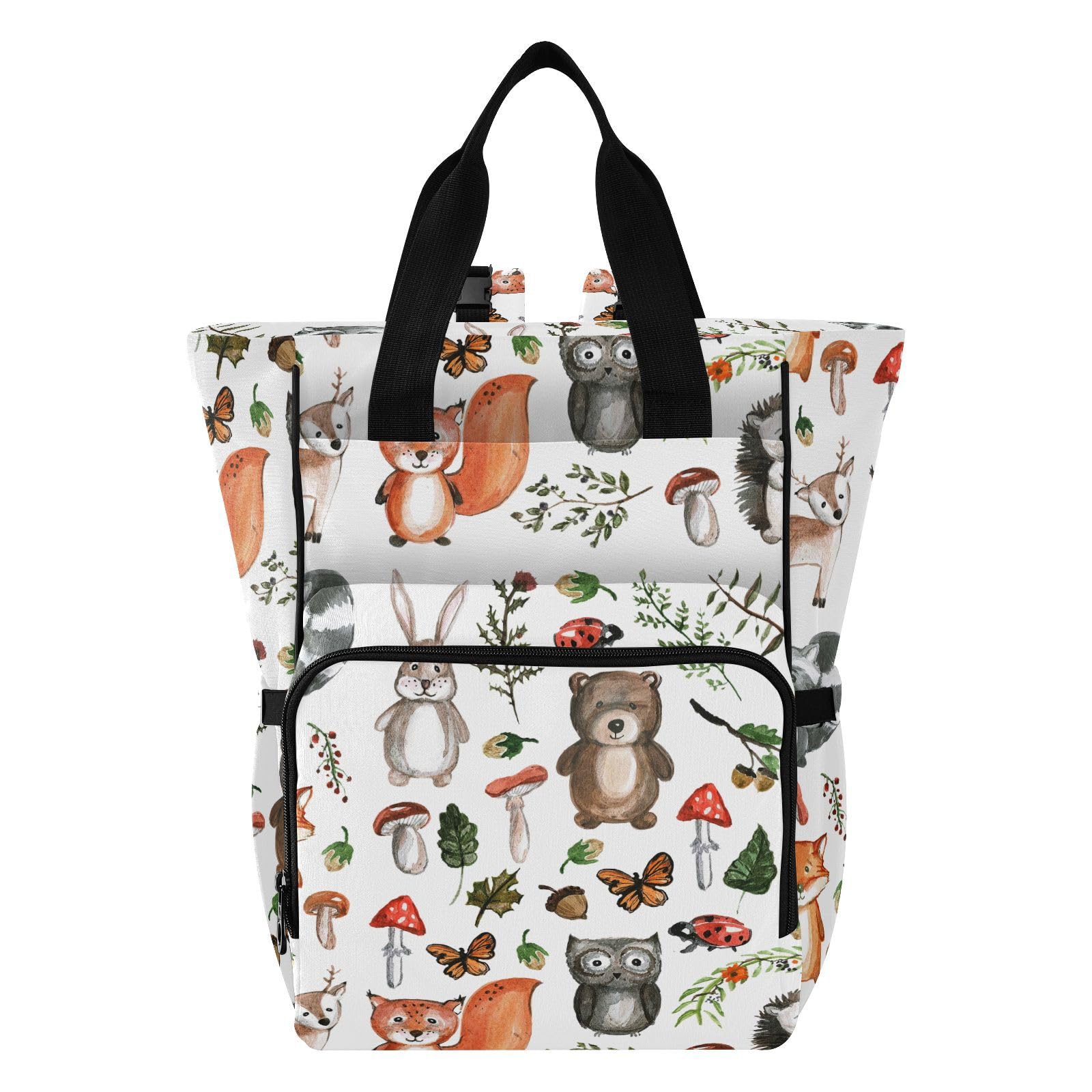 Emelivor Cute Woodland Animals Diaper Bag Backpack Insulated Pockets Organizer Bag Diaper Backpack for Boy Girl Unisex Baby Women Travel