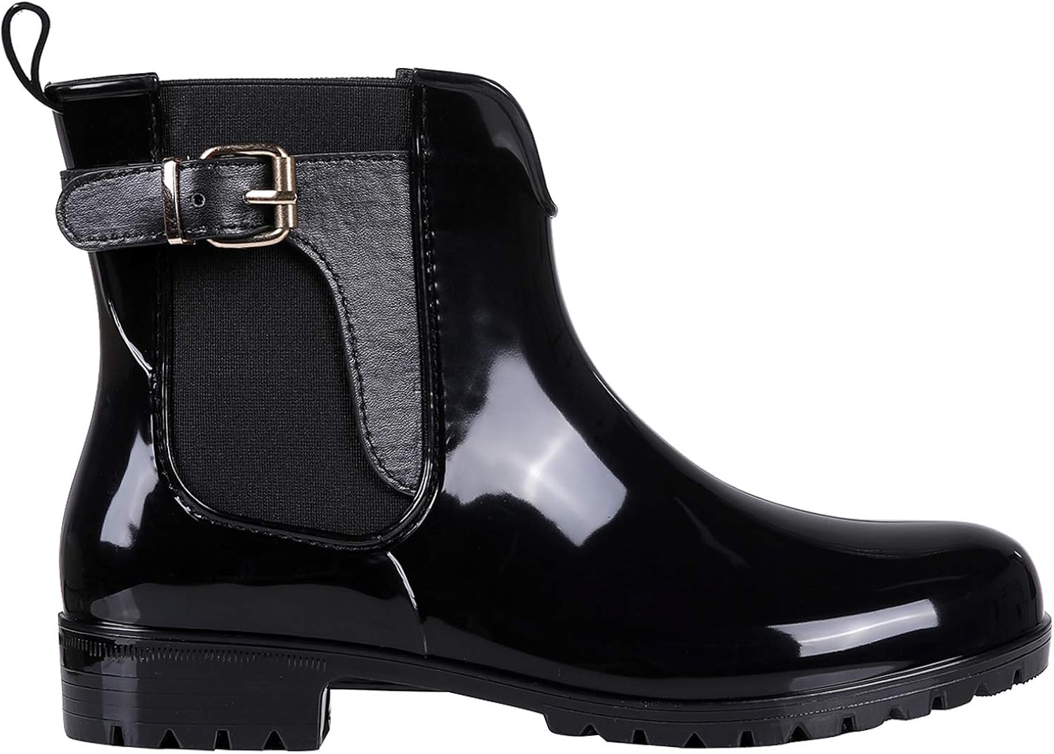 Womens Ankle Rain Boots Shiny Waterproof Short Chelsea Boots