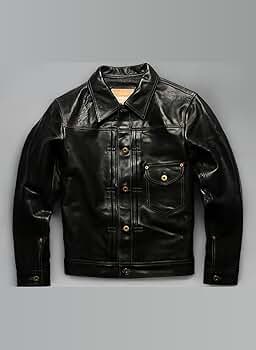 ホース レザー 馬革 1st 大戦 レザー ジャケット 未使用 茶芯馬革使用◇CONMARジップ◇ヴィンテージ復刻 ホースハイド