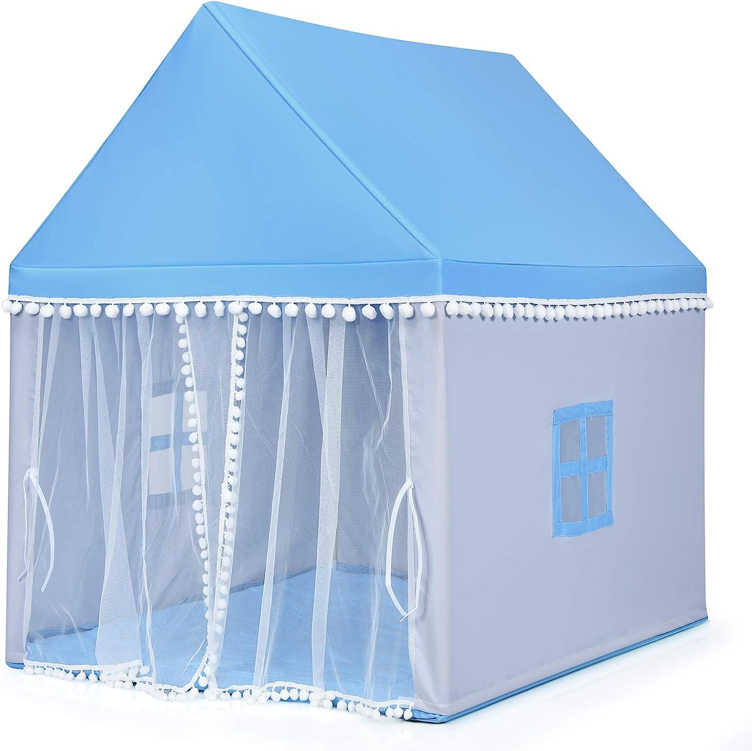 RELAX4LIFE Kinderspielzelt für Jungen & Mädchen, Spielhaus Prinzessin Prinzess, Kinderzelt mit Fenster & Matte, Spielzelt Kinder, für Indoor & Outdoor, 105 x 120 x 140 cm, Geschenk für Kinder (Blau)