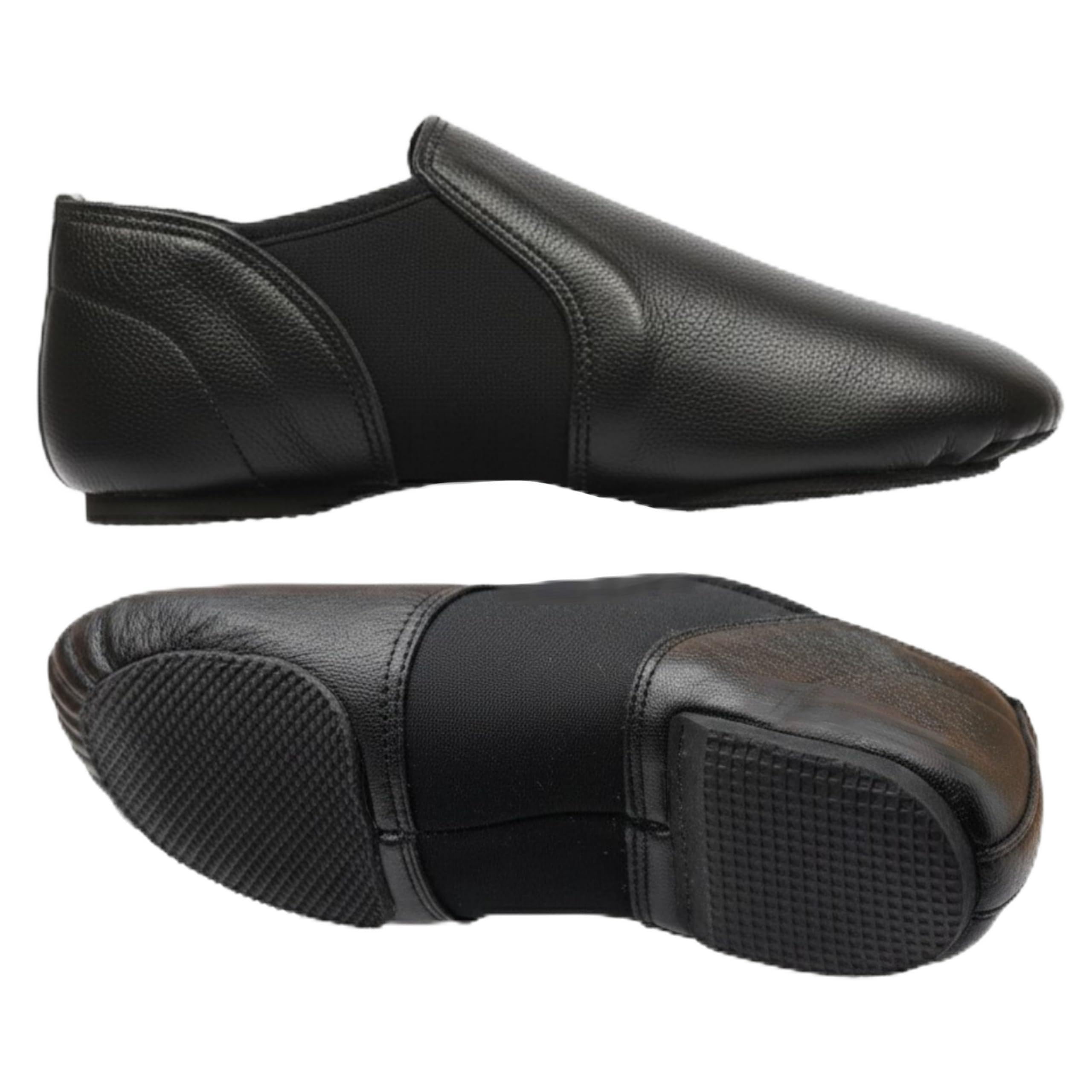 Chaussures de danse jazz super faciles à enfiler en cuir souple et néoprène
