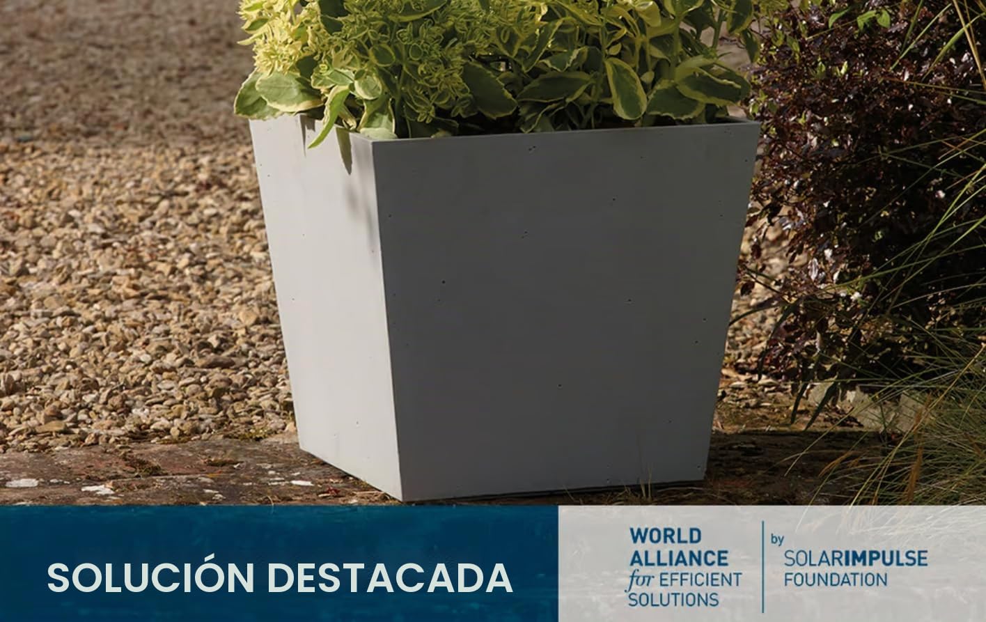 Keter Set de 2 Maceteros de Exterior Polyal Betón, Cuadrado,Capacidad 73.5L | 48x48x43 cm,Polialuminio con Apariencia de Hormigón,Color Gris