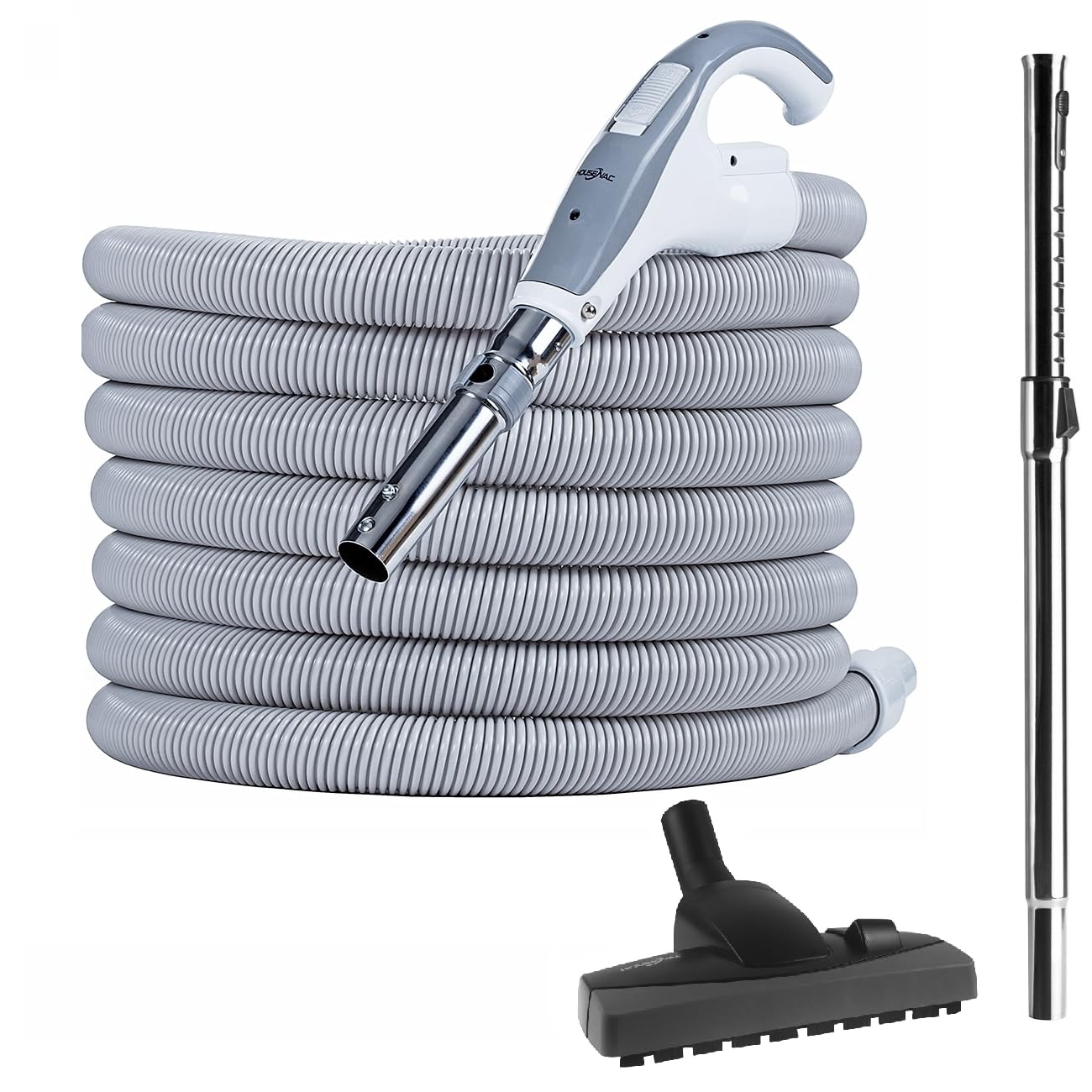 Juego de accesorios: una manguera (9 m-12 m), un tubo telescópico con clip, un cepillo de doble función para alfombras y parquetes (12 m)